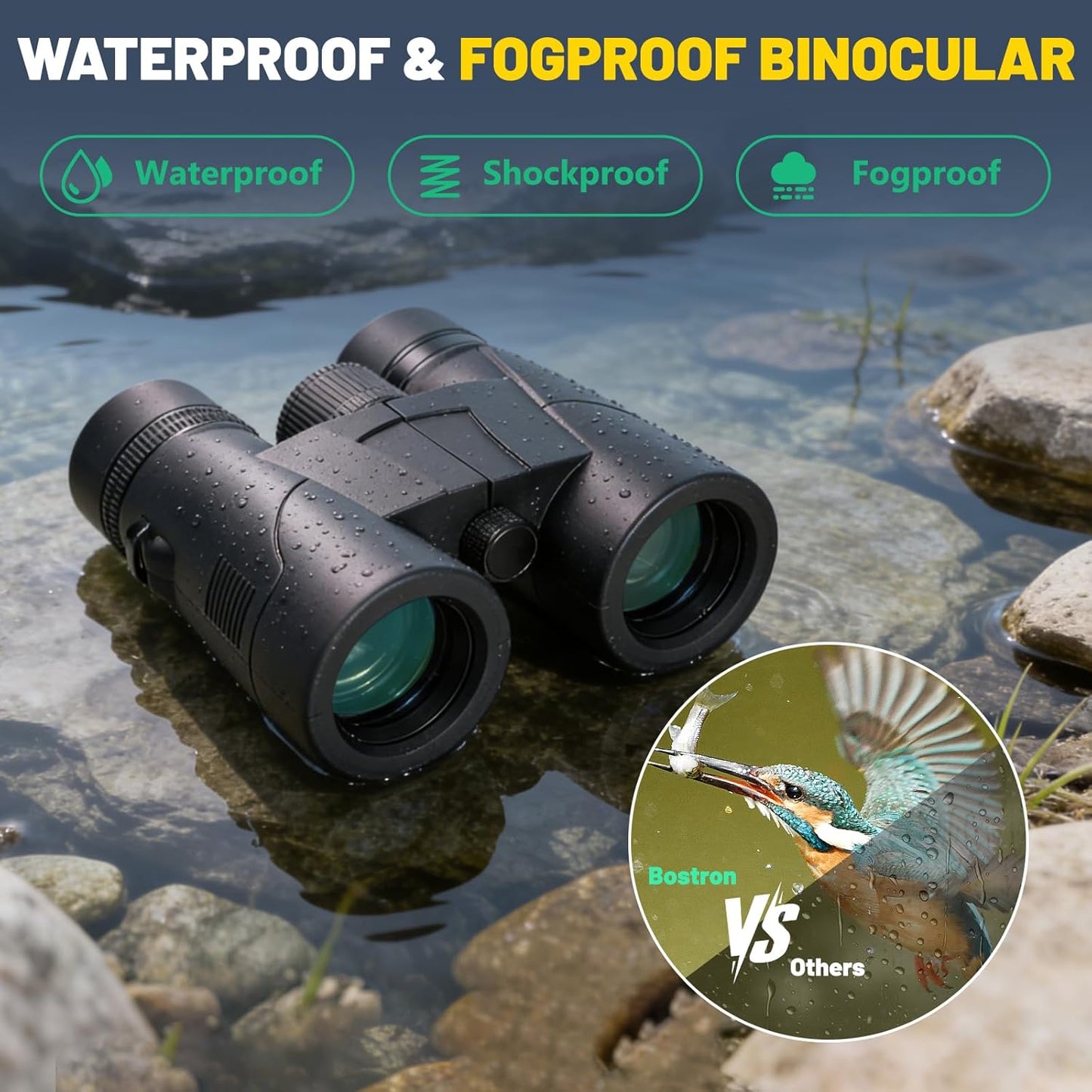 8x32 Binoculars for Adults - HD BAK4 Prism FMC Lens, Waterproof Large View Clear Vision, Lightweight with Phone Adapter Compact Binocular for Bird Watching Travel Cruise Stargazing Hunting