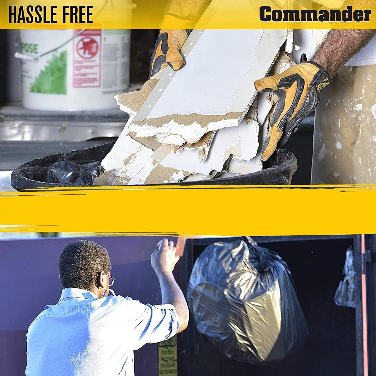 Commander 42 Gallon 2.5 MIL Black Heavy Duty Garbage Trash Bags - 32" 