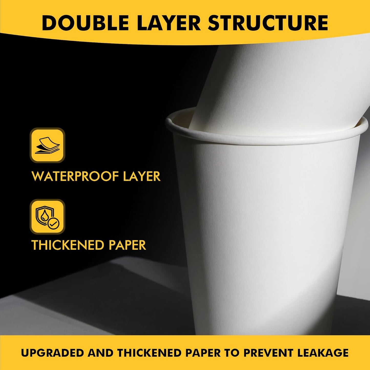 RACETOP 12 oz 50 pack Disposable Paper Coffee Cups with Lids and Sleeves