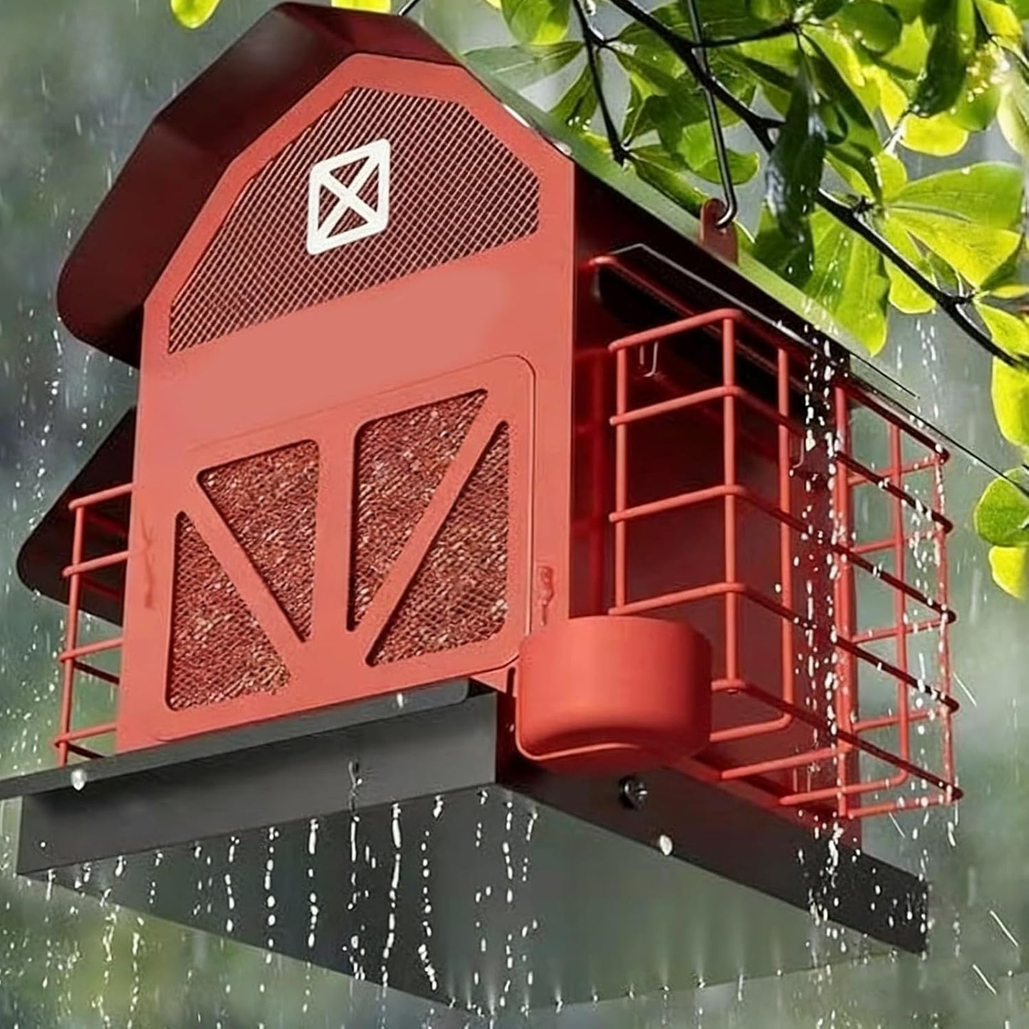 Sturdy Metal Bird Feeder with Complete Access and Drain Openings for Outdoor Use Bird Feeder with Drainage
