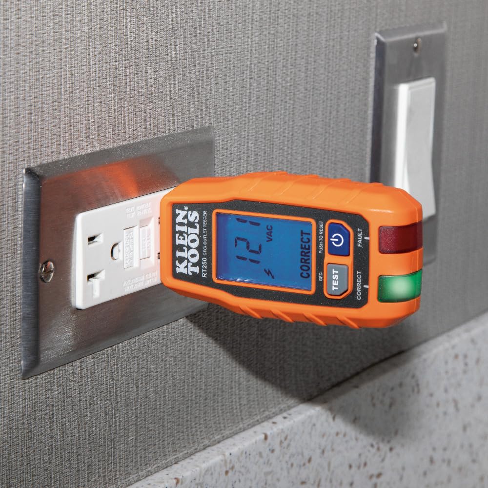 Klein Tools RT250 GFCI Outlet Tester with LCD Display, Electric Voltag