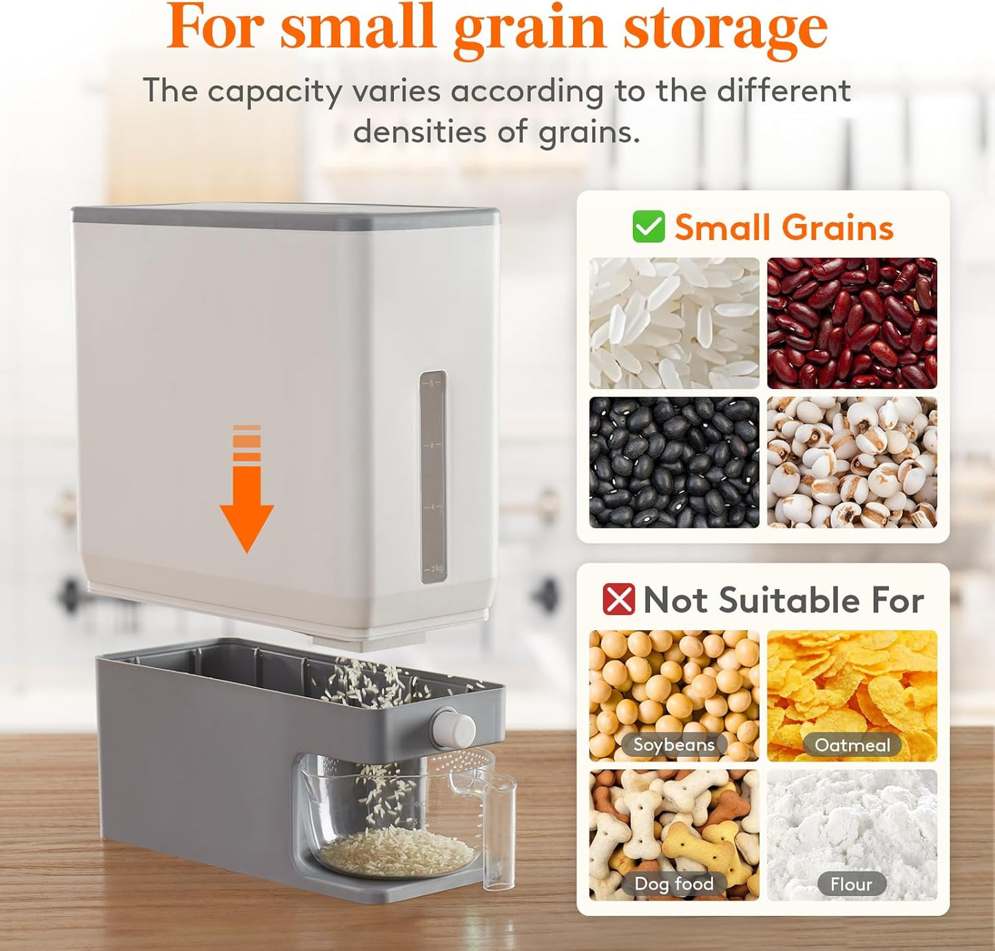 Lifewit Rice Dispenser 25 Lbs(11.3kg), Rice Storage Container Sealed M