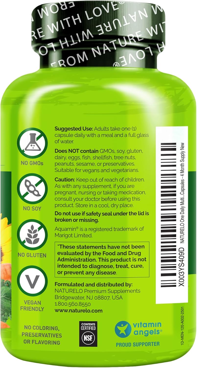 NATURELO Mens Multivitamins - One Daily Multivitamin for Men with Vita