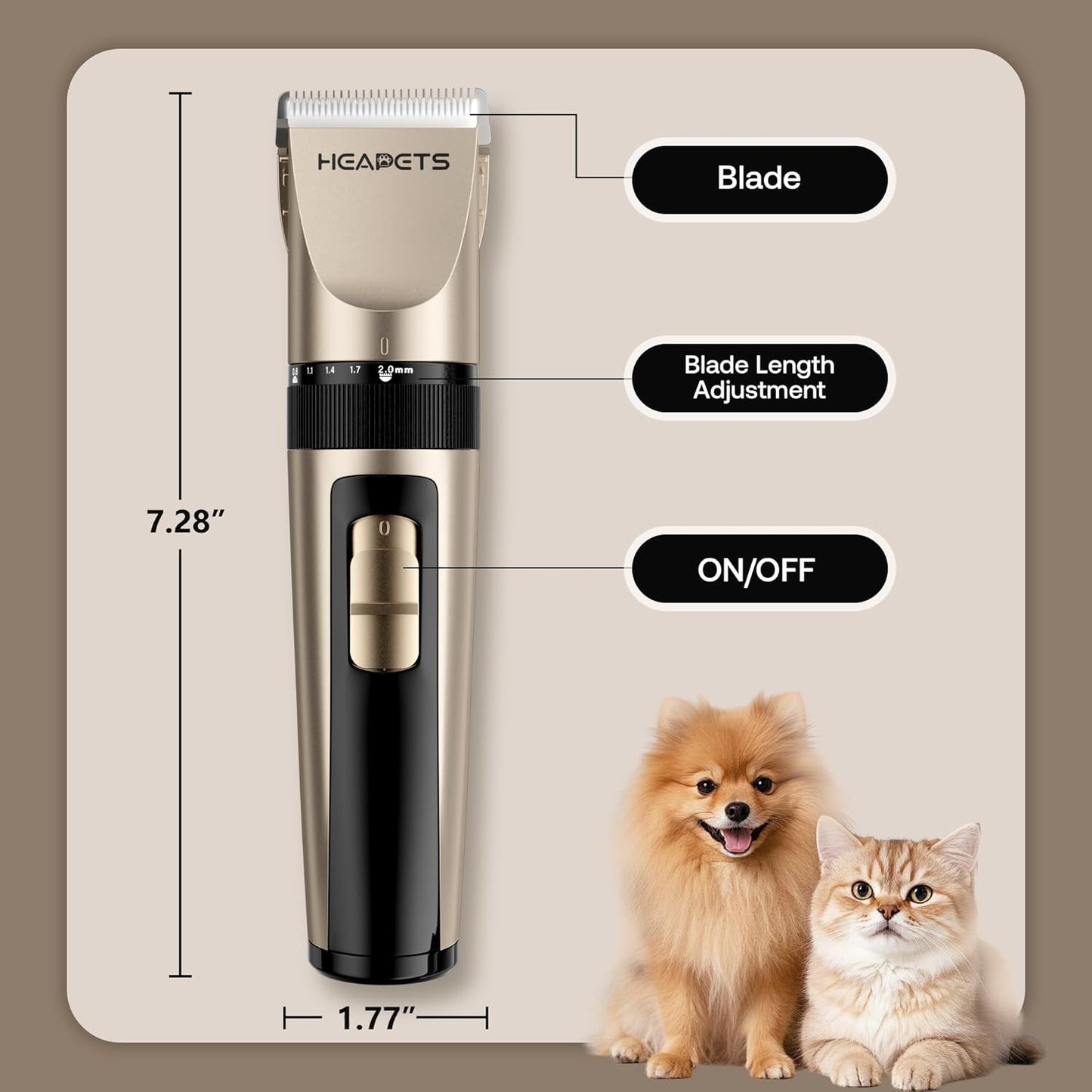 Dog Grooming Clippers, Low Noise, Electric Quiet, Adjustable Clipper C