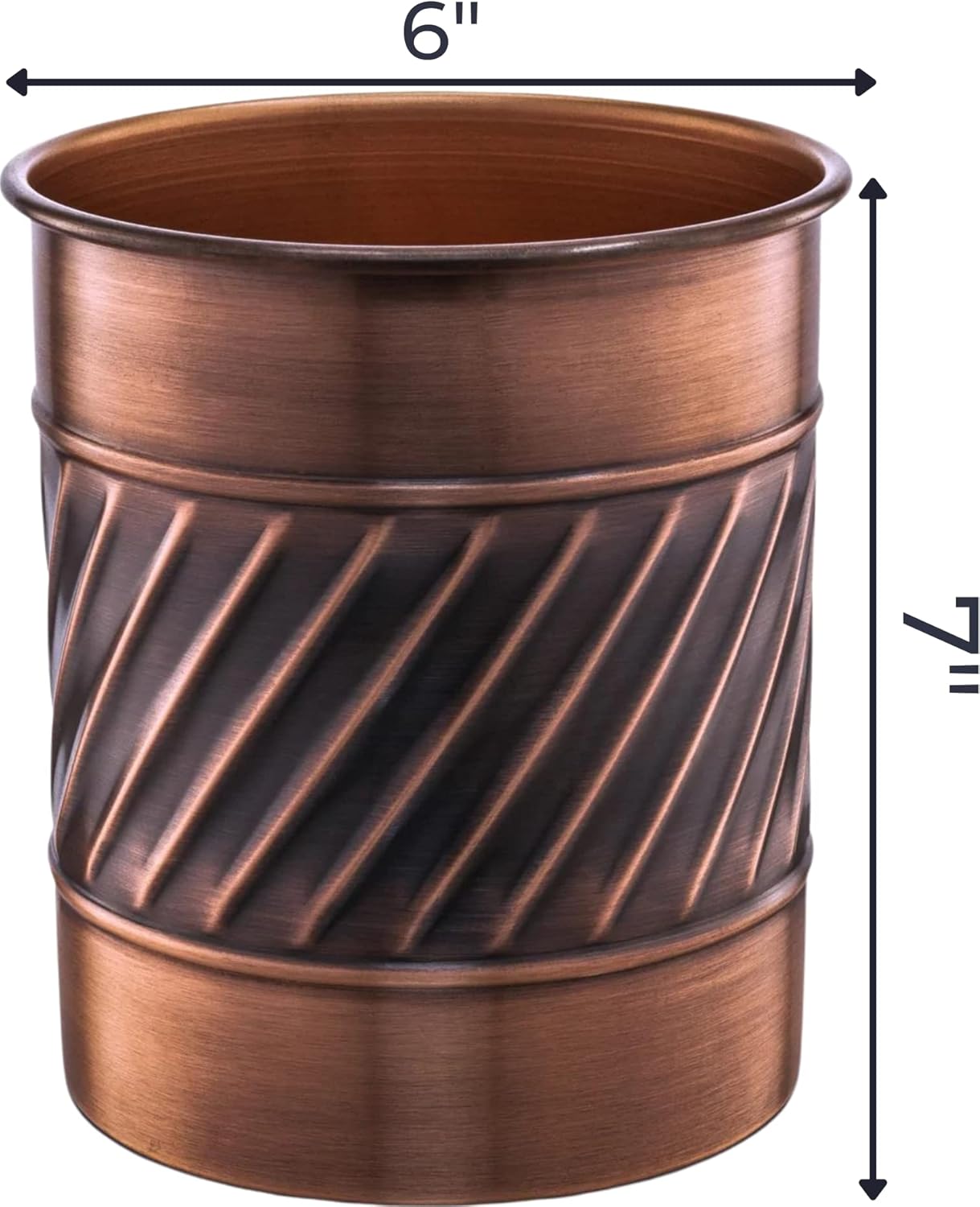 Monarch Abode Kitchen Utensil Holder – Wave Embossed Metal Antique Copper Utensil Holder, Decorative Utensil Crock for Kitchen Counter, Cooking Tool and Spatula Holder for Countertop, Caddy Organizer