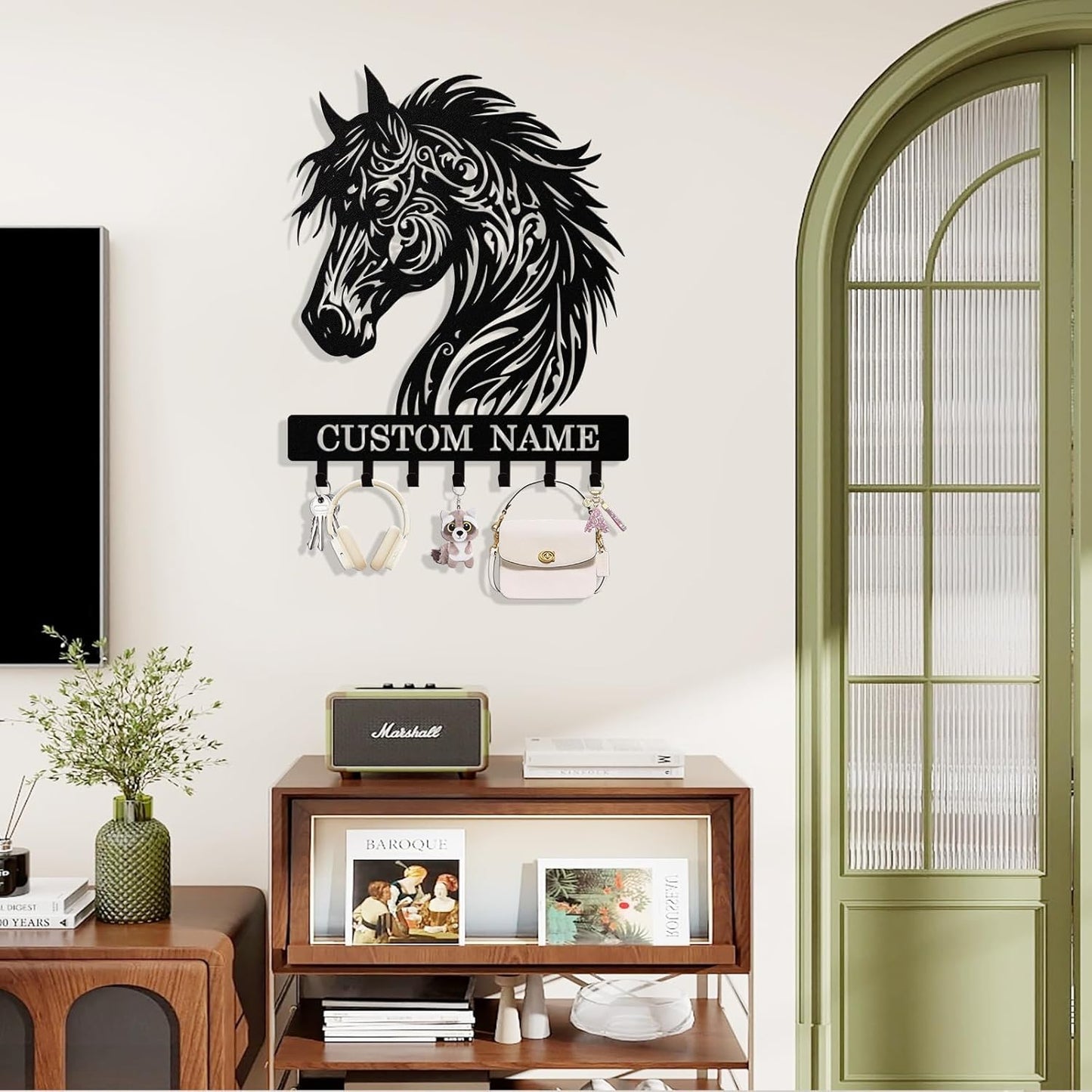 Personalized Horse Key Holder Wall Mount, Custom Metal Keys Holder for