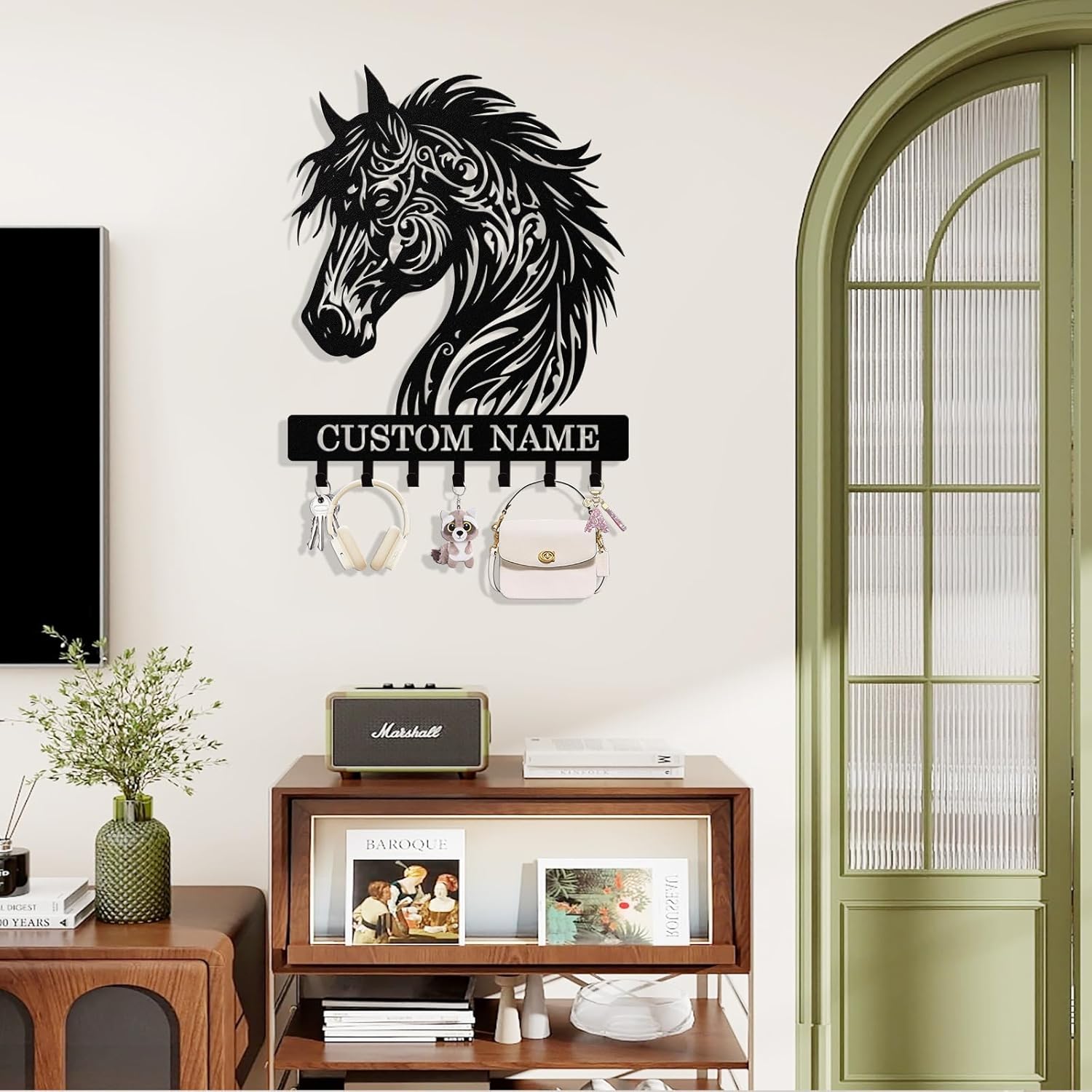 Personalized Horse Key Holder Wall Mount, Custom Metal Keys Holder for