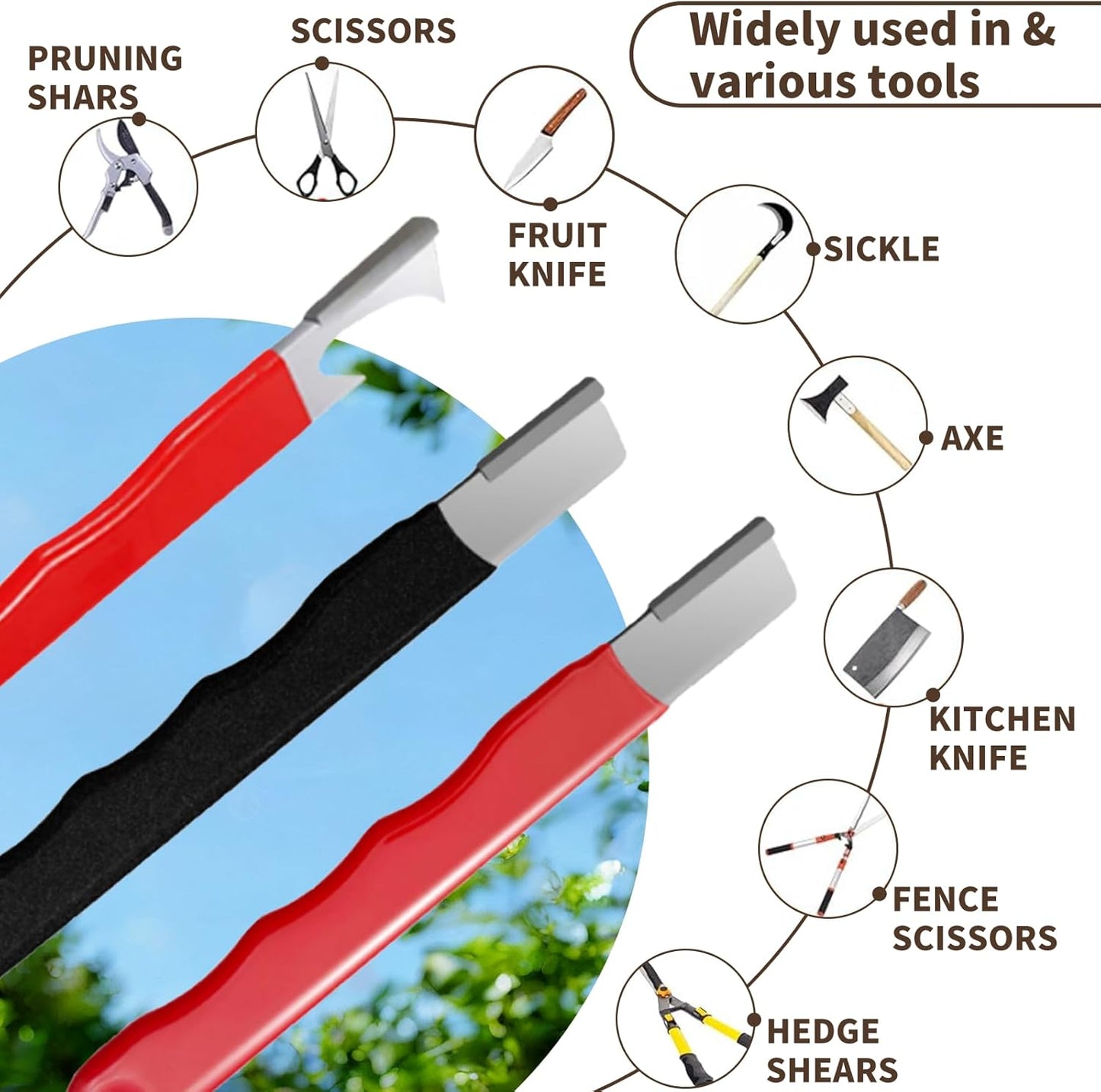 Vartraflux-2025 New Pocket Knife Sharpener, Portable Garden Tool Sharpener - Sharpen Axe, Machete, Hedge Shears, Scissors, Axe and Pocket Knife - Multi-purpose Blade Sharpener; 3 Pieces Boutique Box