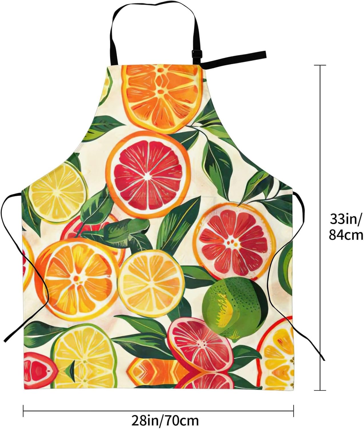 citrus fruit pattern Print Laundry apron 28x33 In Waterproof Kitchen Apron with Pockets for Cooking Baking