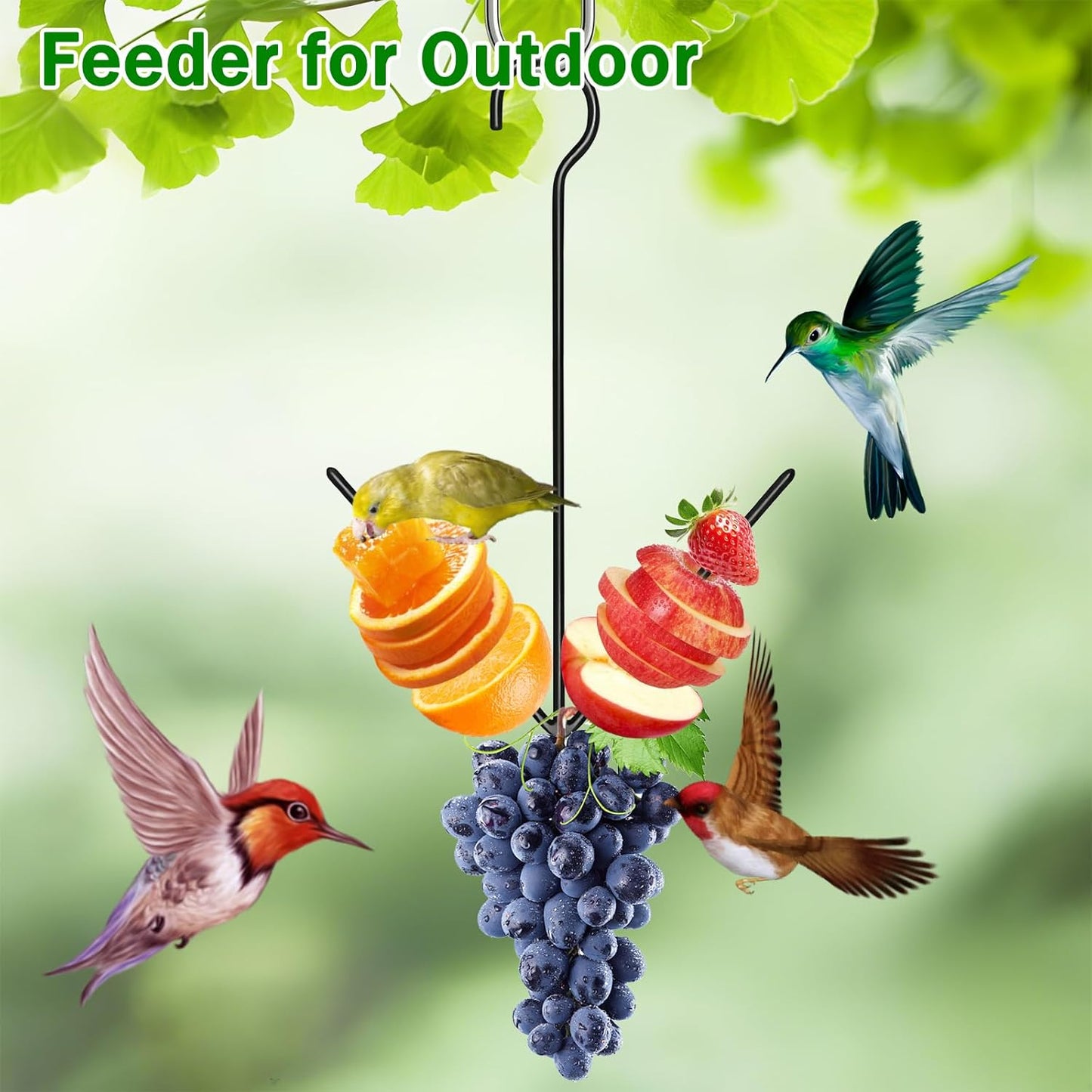 Oriole Feeder for Outdoors, Hanging Orange Bird Feeder with Hook, Black Metal Fruit Holder for Garden Patio Outside