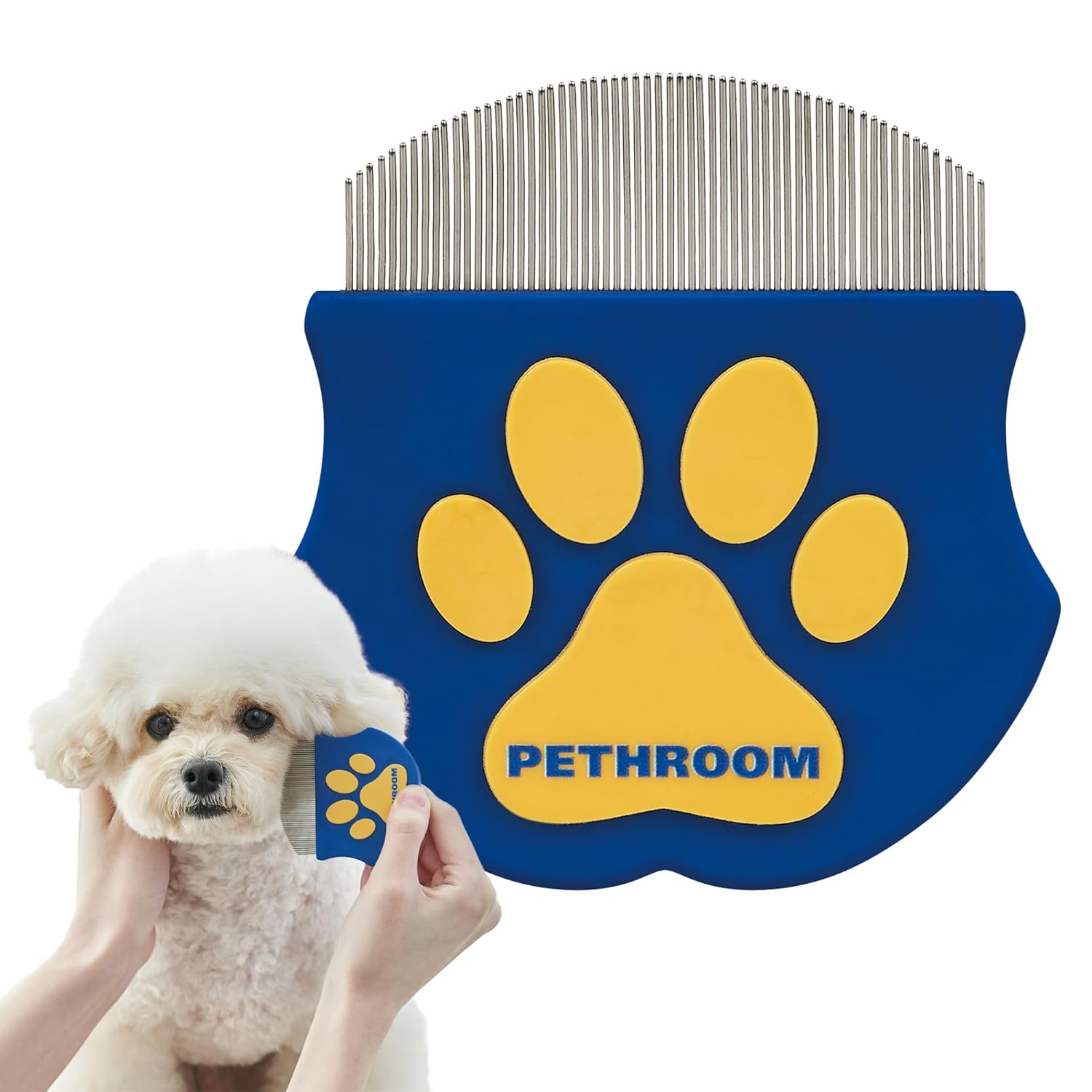 PETHROOM Professional Eye Comb for Pets | Stainless Steel Tear Stain R