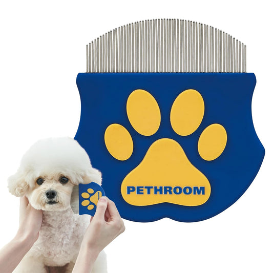 PETHROOM Professional Eye Comb for Pets | Stainless Steel Tear Stain R