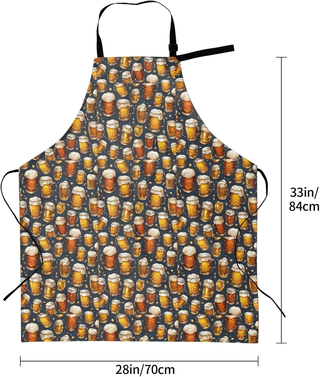 YANYU Beer Print 28x33 In Kitchen Apron Stylish Chef Apron with Pocket