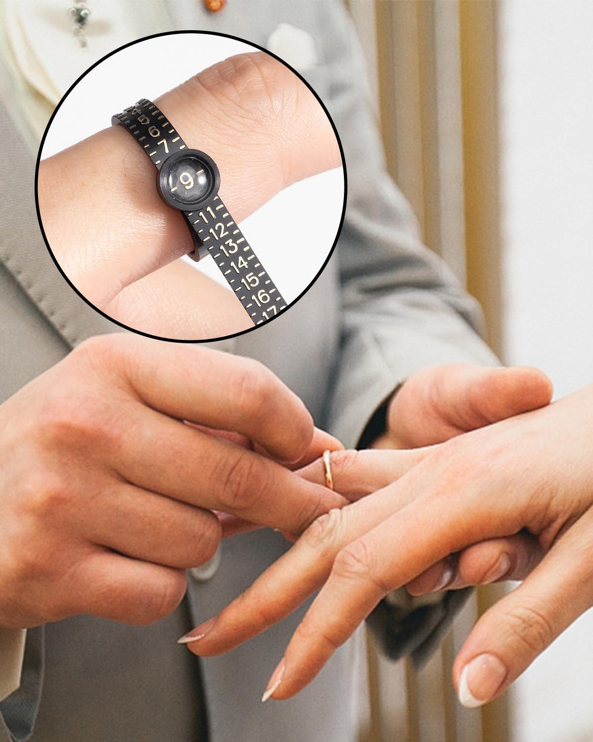Meowoo Ring Sizer Measuring Tool with Magnifier, for Ring Measurer and