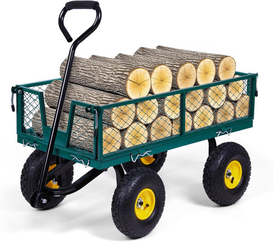 Backyard Expressions Heavy-Duty Steel Garden Cart – 400 lb Capacity, R