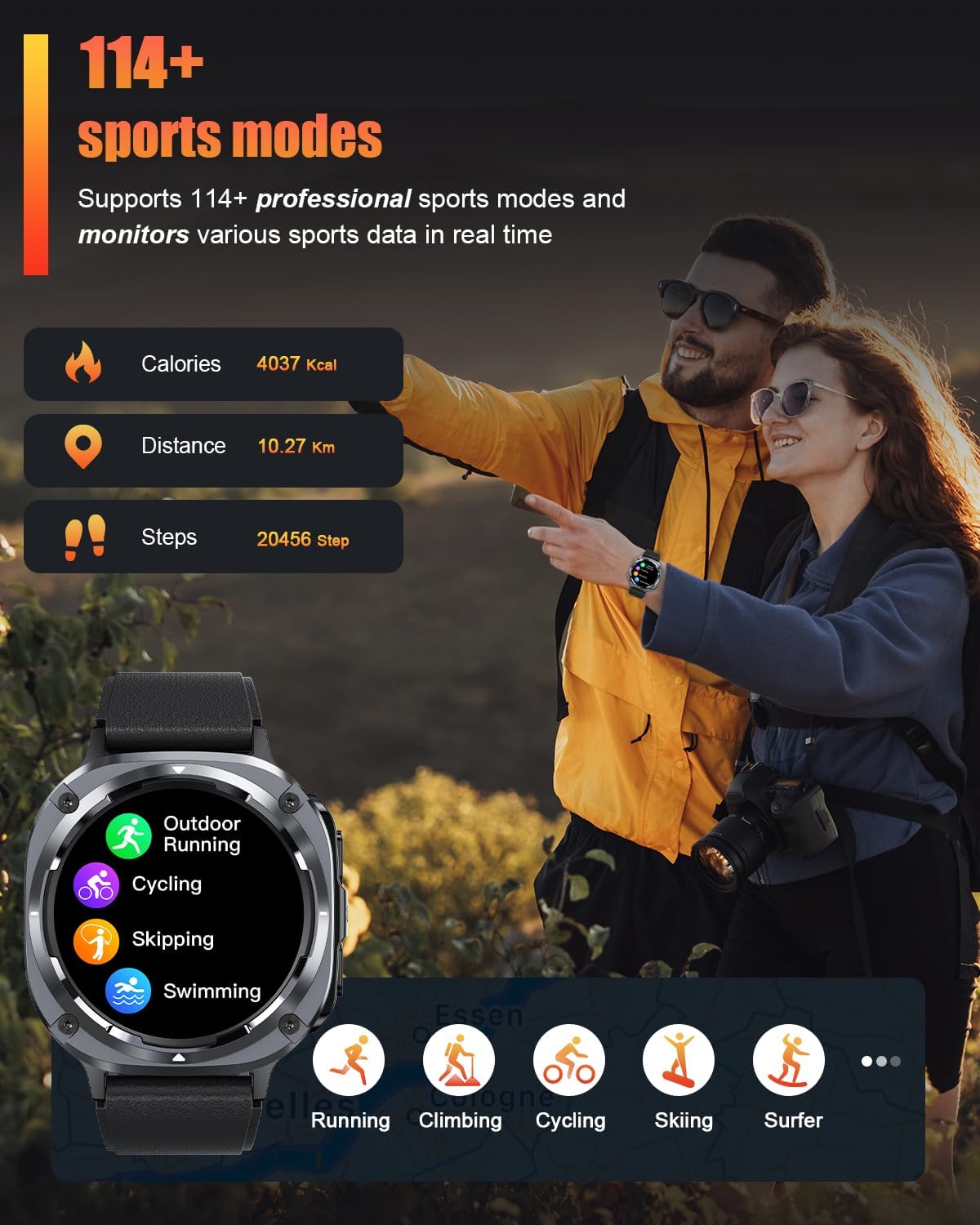 Military Smart Watches for Men(Answer/Make Calls), 1.39" HD Fitness Wa