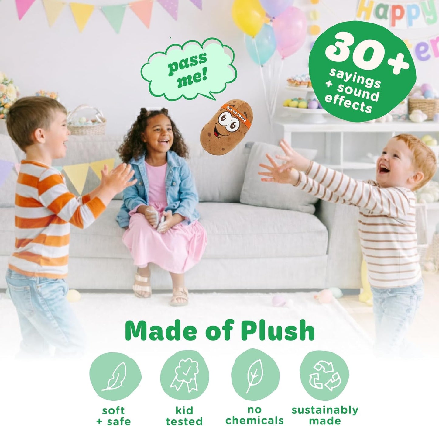 Move2Play, Pass The Potato | Hilariously Wild & Fun Kids Game | Easter Gift for Kids | Easter Basket Stuffer | Indoor/Outdoor Toy for Toddlers & Kids Ages 3-8+ | Summer & Camping Fun