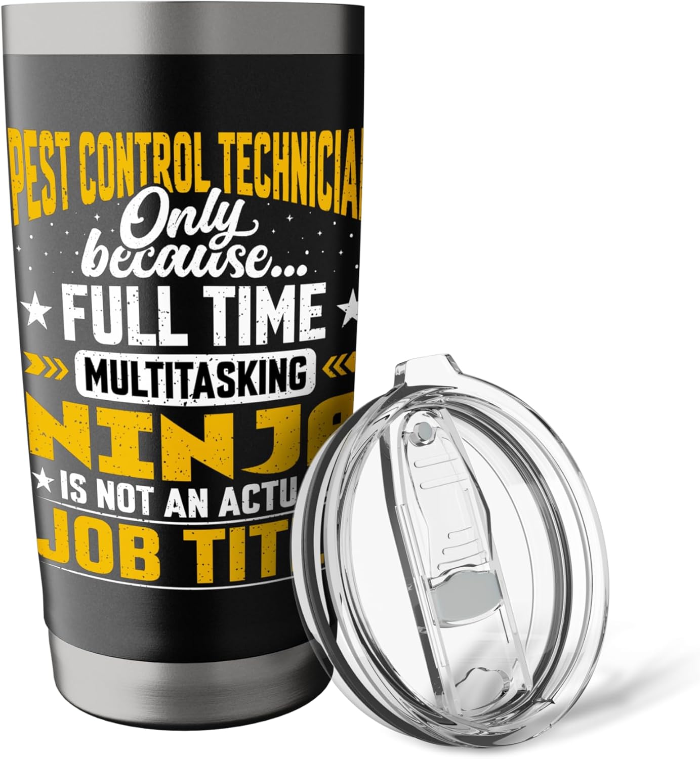 Funny Pest Control Technician Job Title Stainless Steel Insulated Tumbler