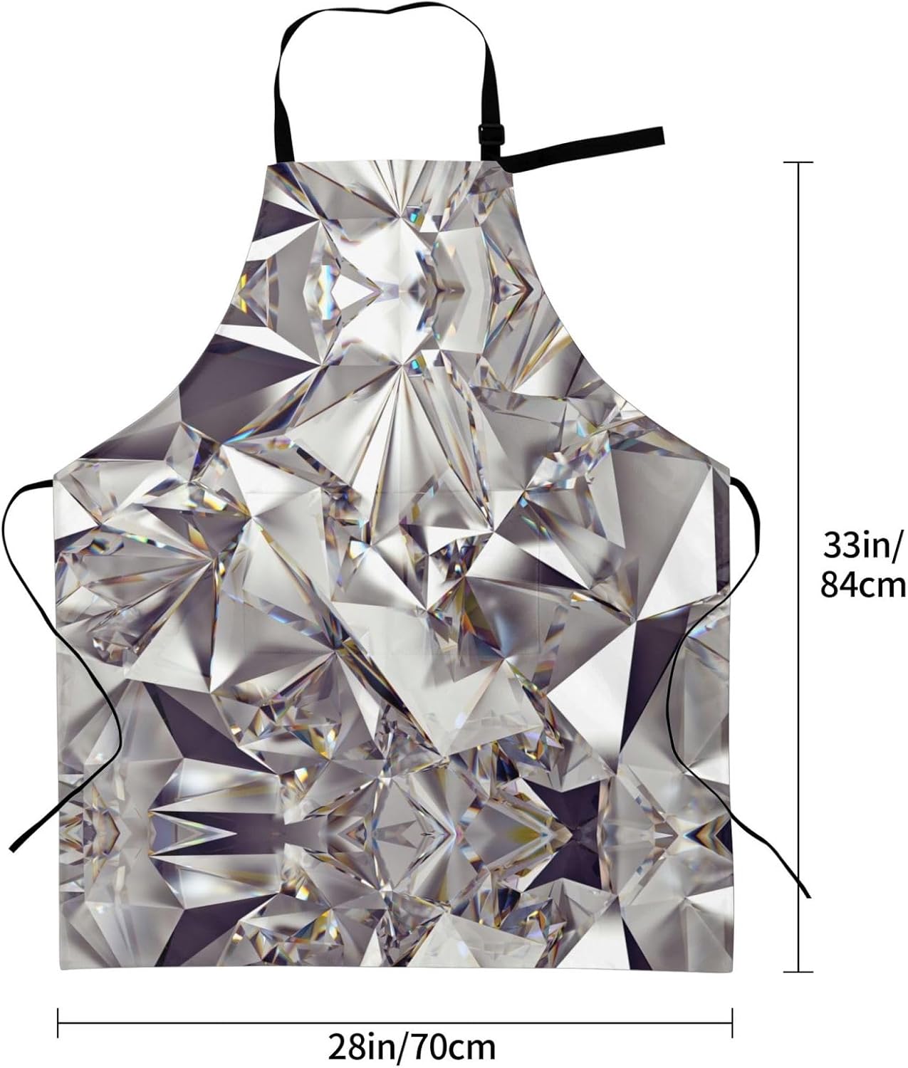 Glitter Abstract Diamond Crystal Pattern Print 28x33 In Adult Kitchen Apron with Pockets Versatile Chef Smock for Cooking Baking