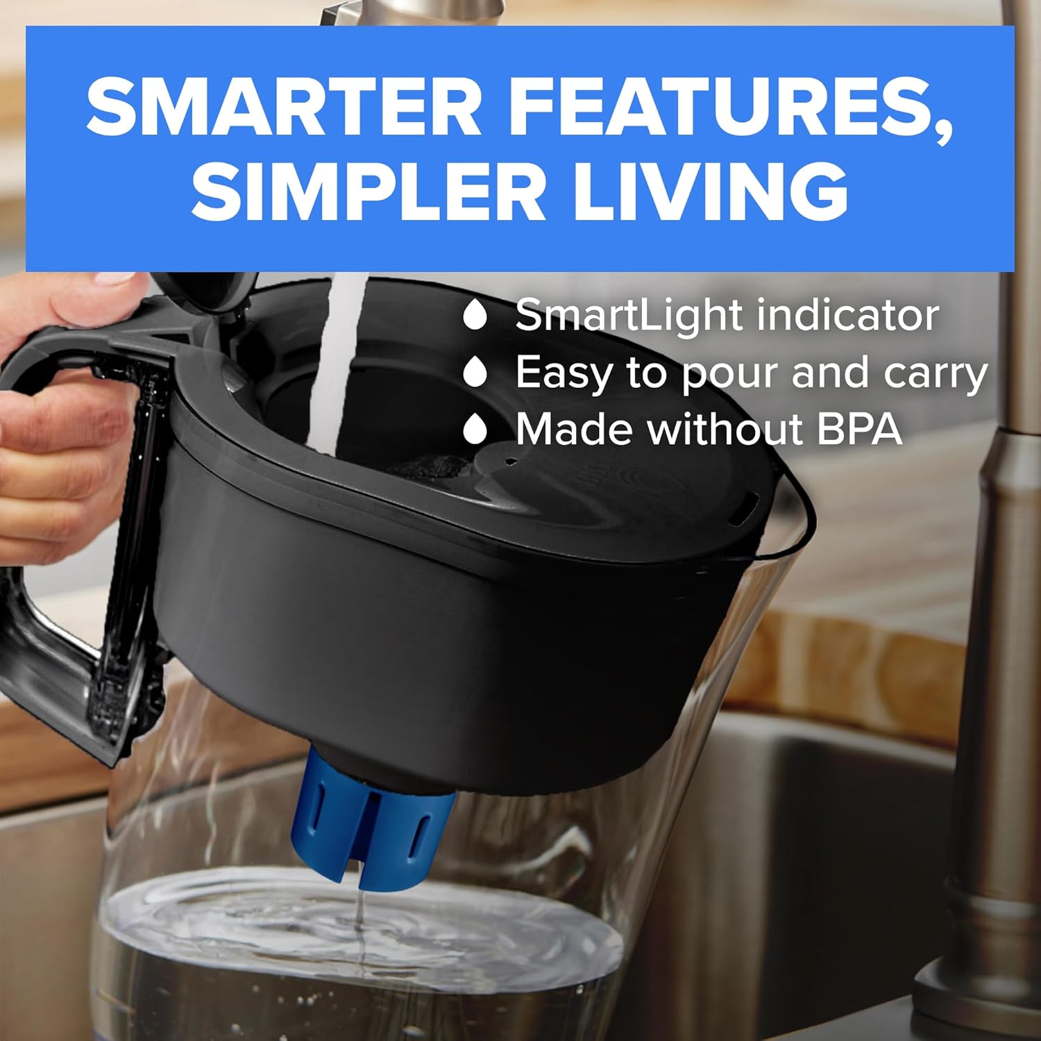 Brita Water Pitcher, Metro Elite Filter, Removes 99% of Lead, Includes