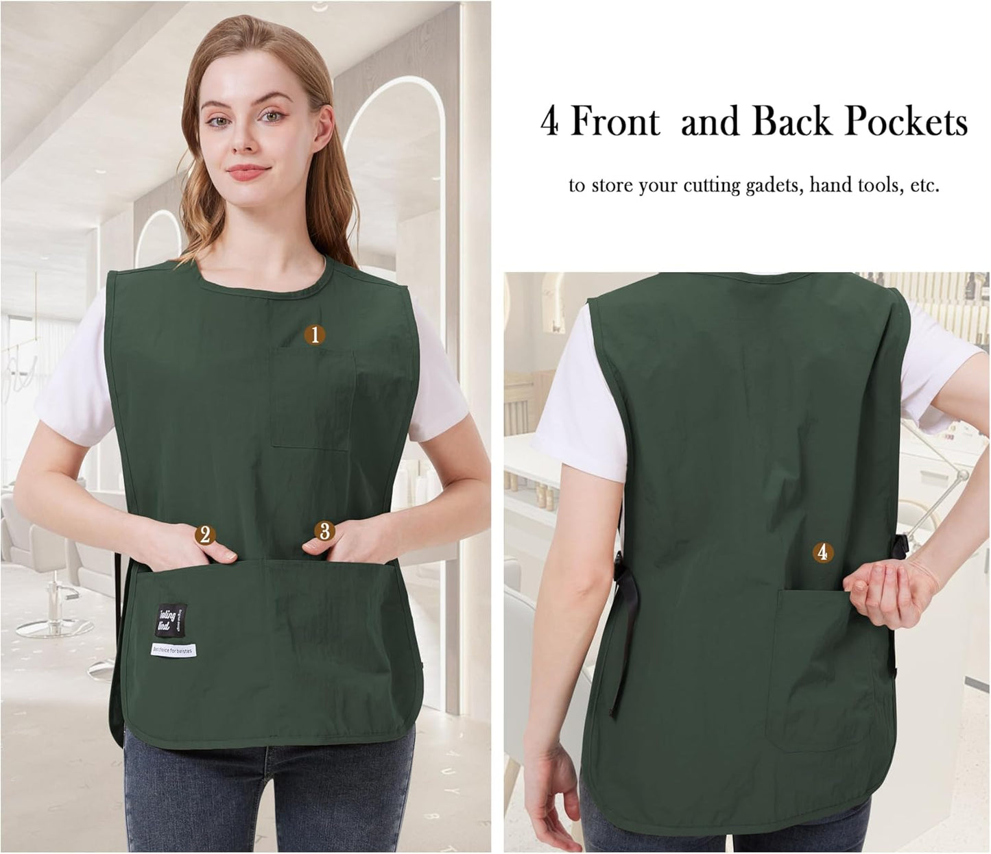 Nanxson Waterproof Cobbler Apron for Women with Pockets Barber Smock Buckle Design Hair Stylist Apron for Kitchen Garden Men