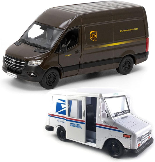 KiNSMART - UPS Mercedes-Benz Sprinter + United States Postal Mail Truc