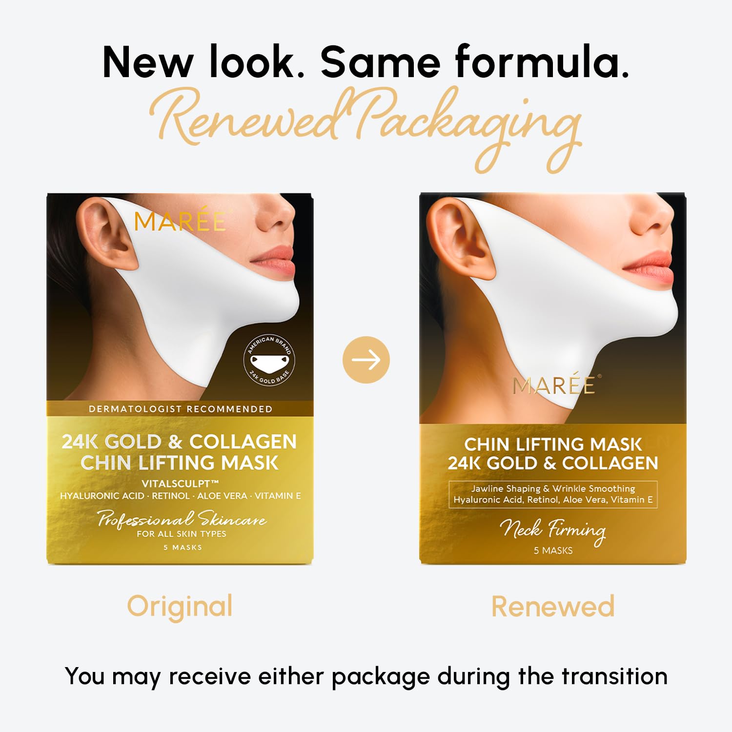 MAREE V Line Lifting Mask with 24K Gold – Deep Collagen Face Mask for 