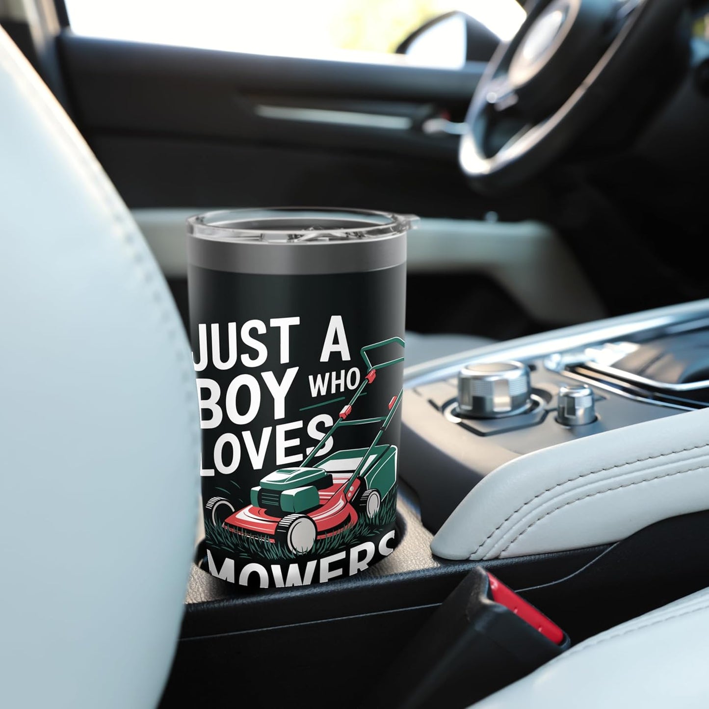 Boy Who Loves Lawn Mowers Mowing Enthusiast Design Stainless Steel Insulated Tumbler