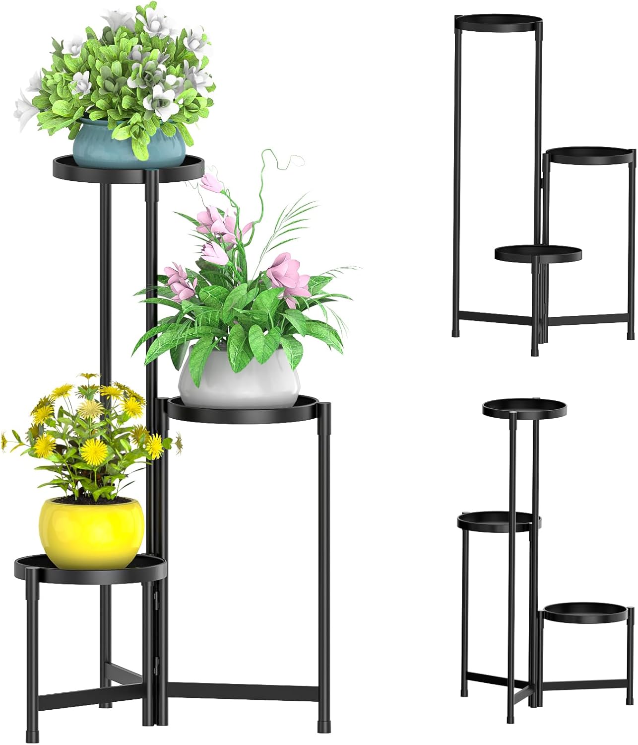 MOKANI Metal Plant Stand Indoor Outdoor for Multiple Plants, 3 Tiered 