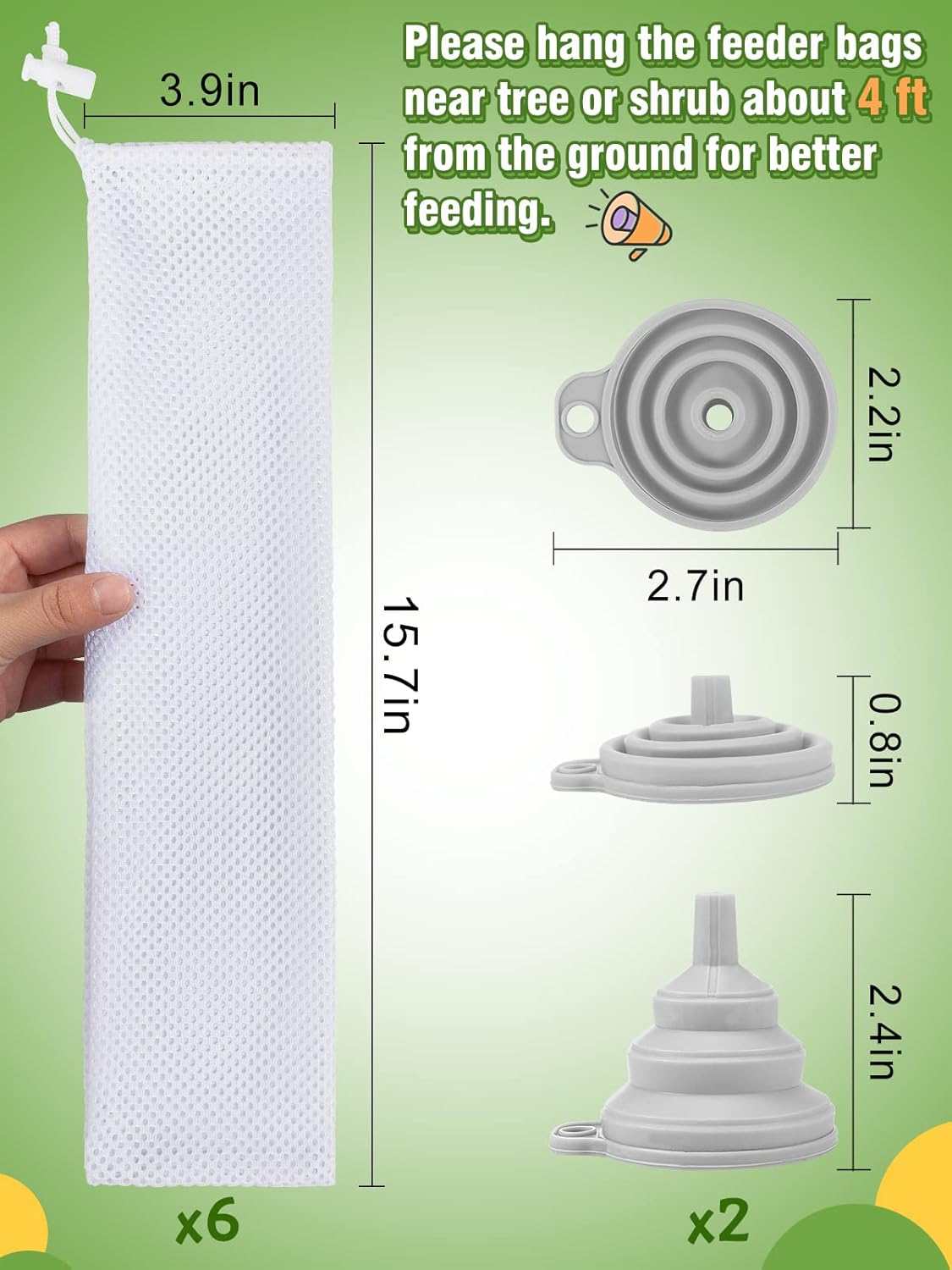 6 Pcs Finch Sock Feeder for Outdoor - Durable Thistle Seed Feeder Sack