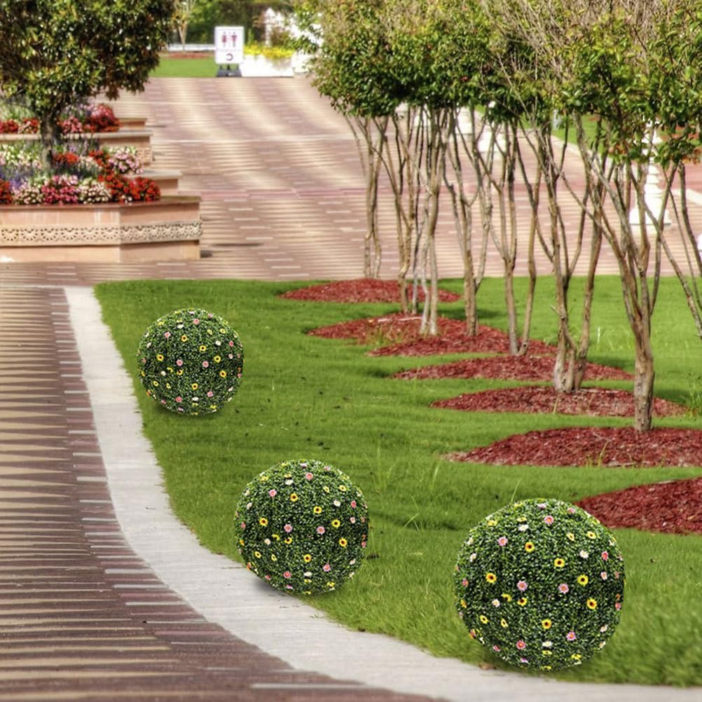 Amosfun 2Pcs Artificial Topiary Ball Frames 7.87 Inch Plastic Flower Arrangement Ball Stand Decorative Grass Rack for Garden Wedding Party Home Decor
