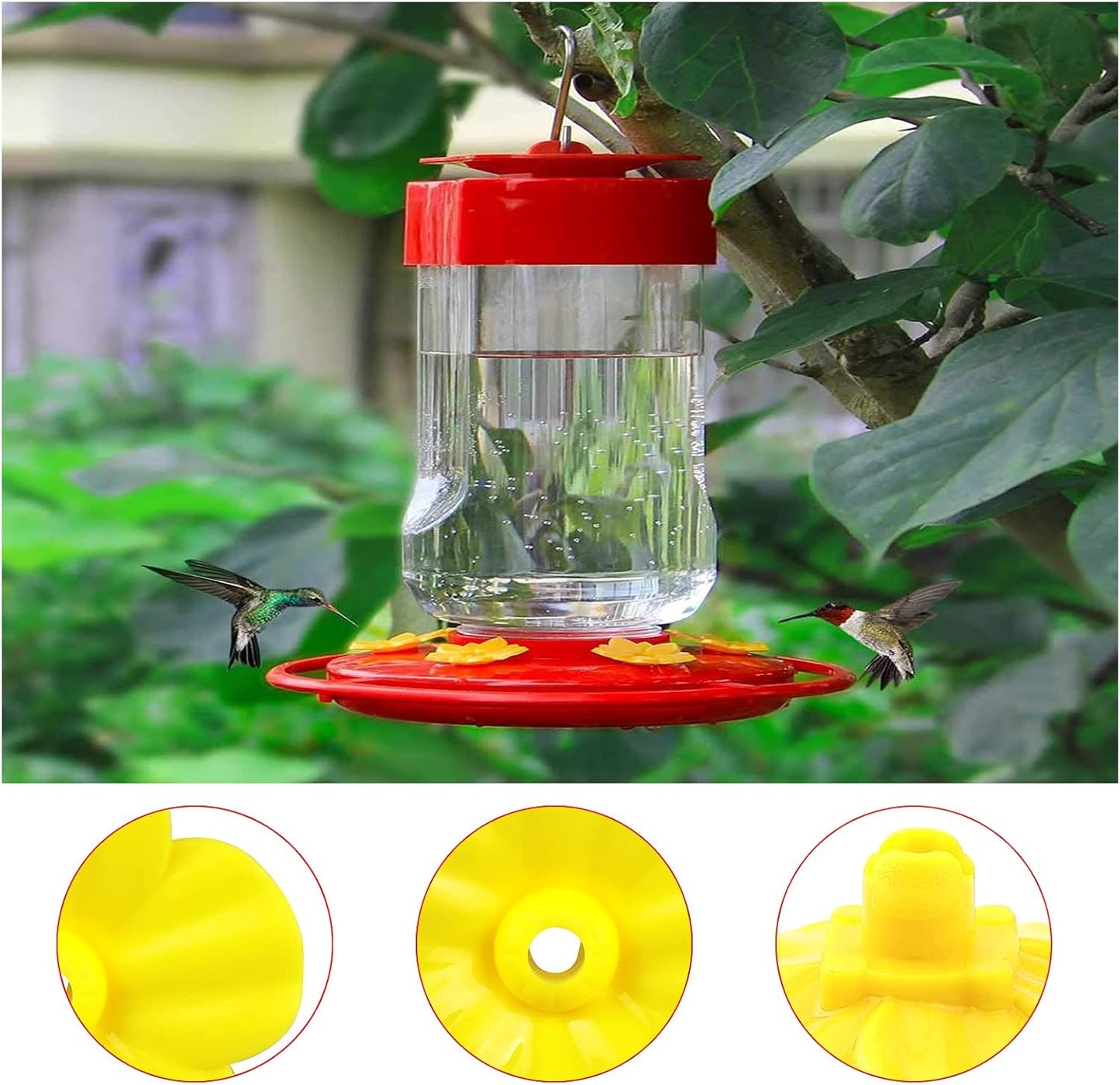 Andiker 20Pcs Hummingbird Feeder Replacement Flowers with Cleaning Brush, Yellow Feeder Parts Replacement for Hanging Feeders