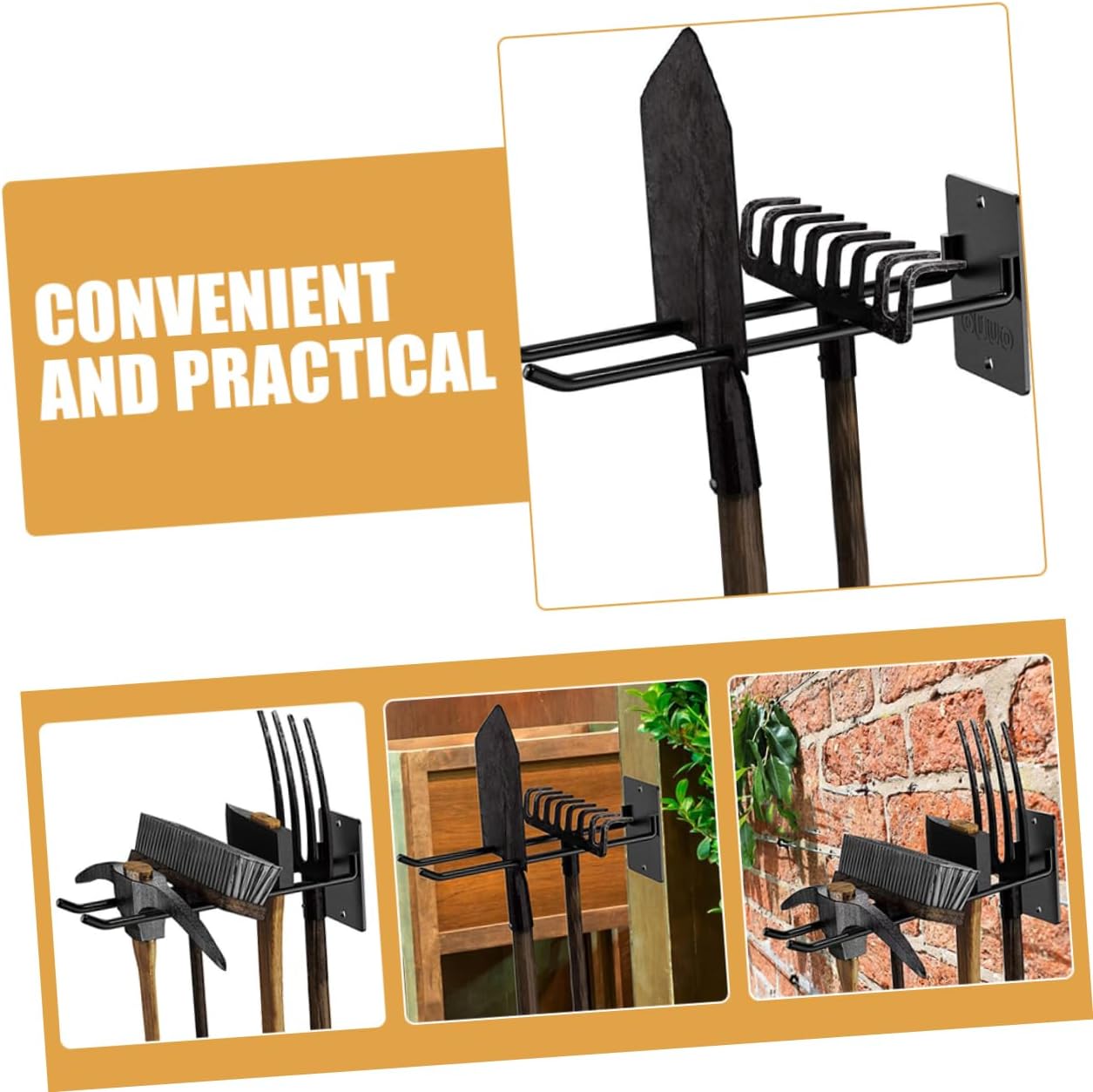 Milisten 2pcs Wall Mounted Garden Tool Organizer Heavy Duty Iron Rake 