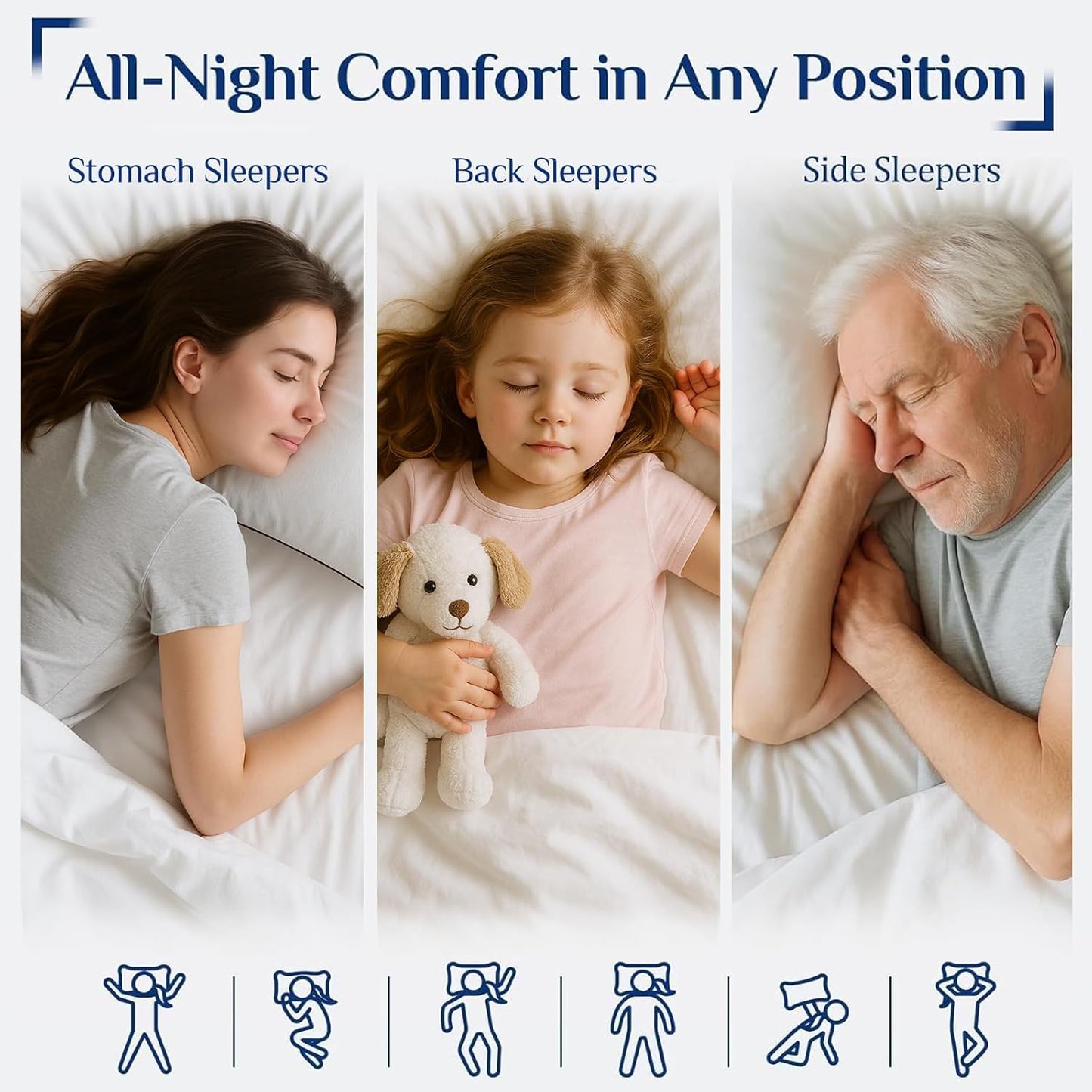 JOLLYVOGUE Standard Pillows Set of 2, Cooling and Supportive Pillows F
