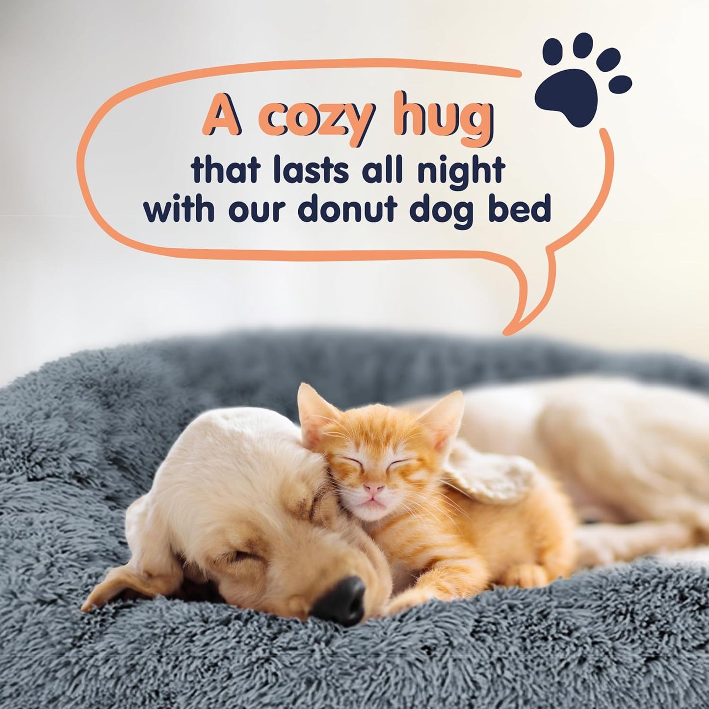 Donut Dog Bed - Premium Comfort for Anxiety Relief - Fluffy & Calming 