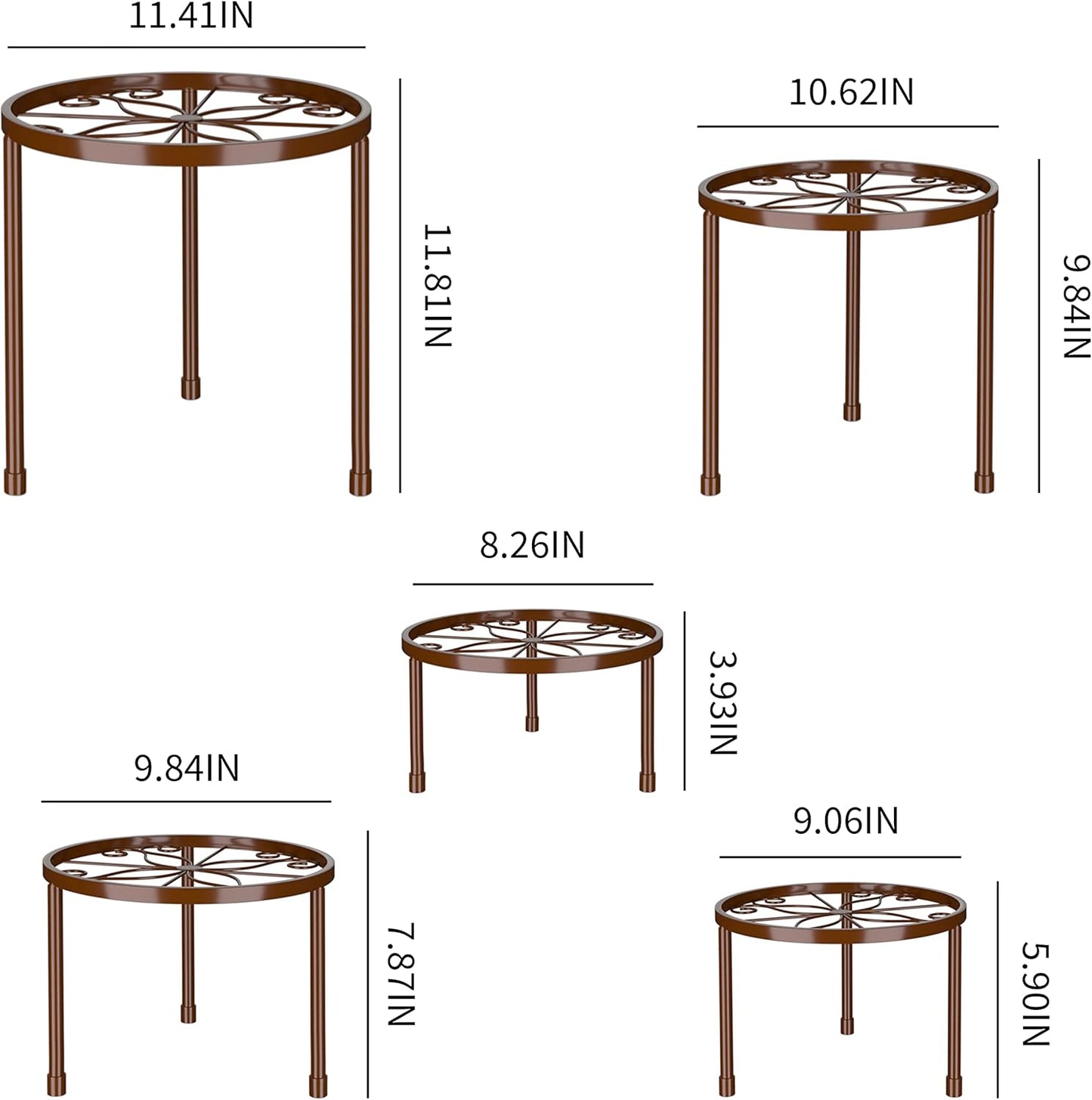 5-Pack Decent Metal Plant Stands, Heavy Duty Flower Pot Stands for Mul