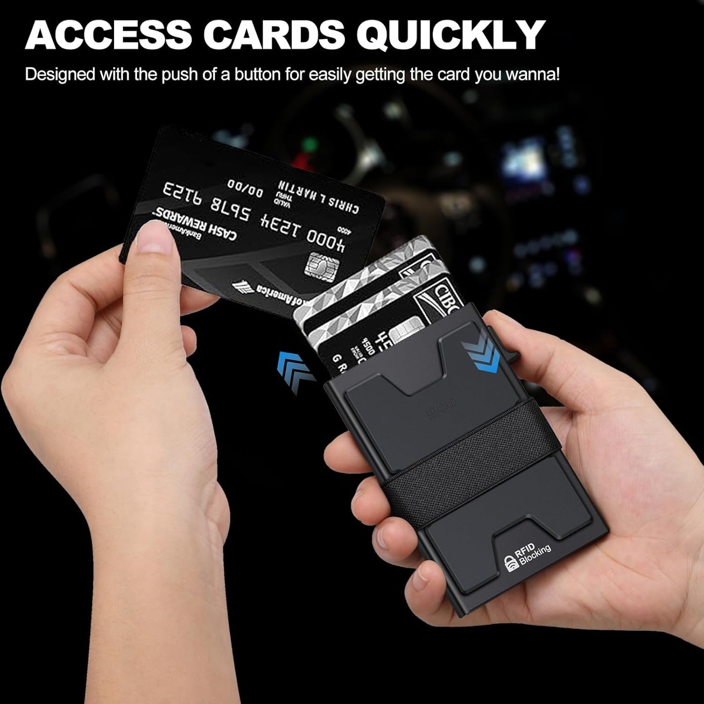 Slim Aluminum Card Holder Wallet for Men, Durable Expandable Backplate