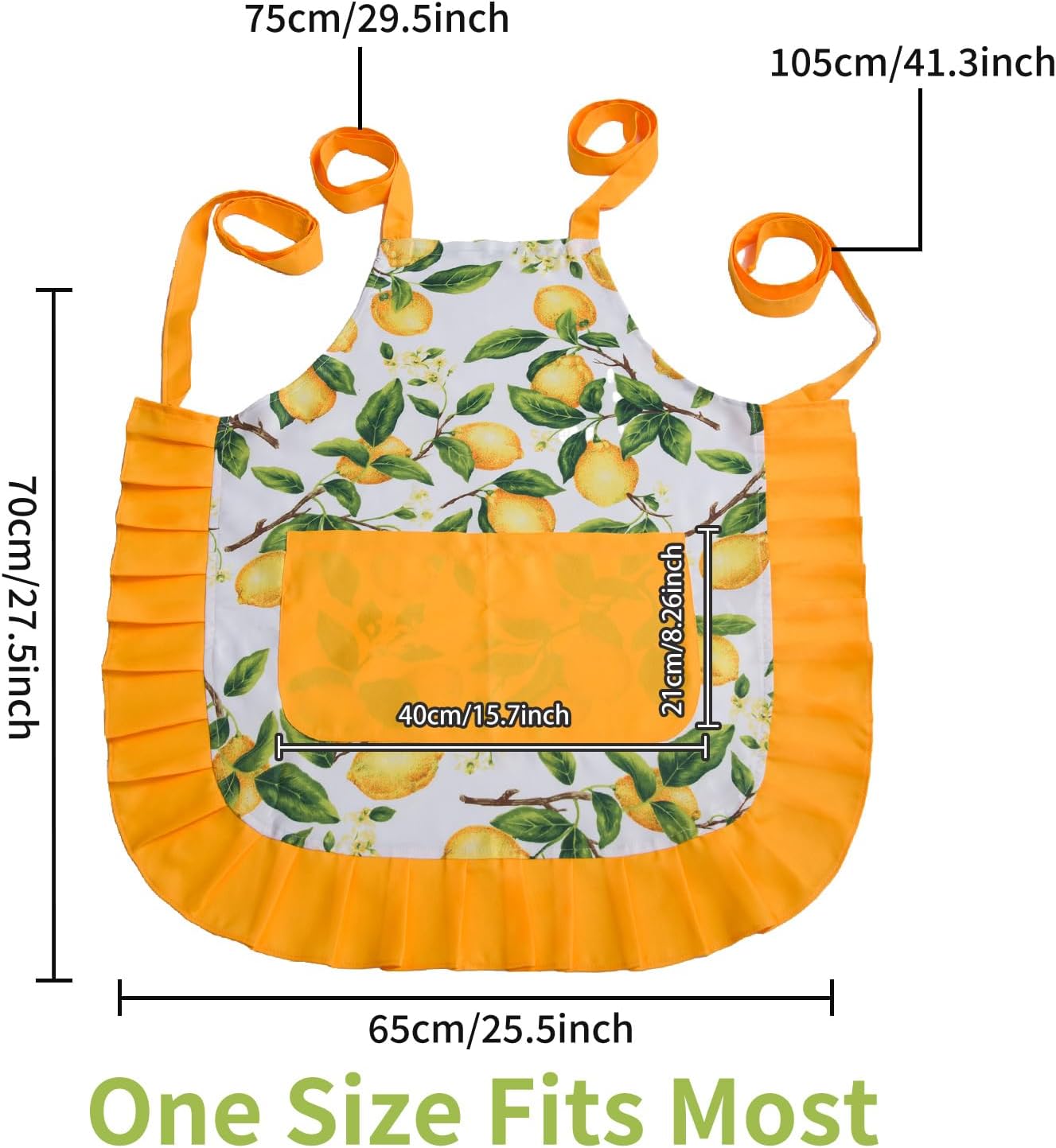 Vintage Floral Apron for Women with Functional Pockets Adjustable Neck
