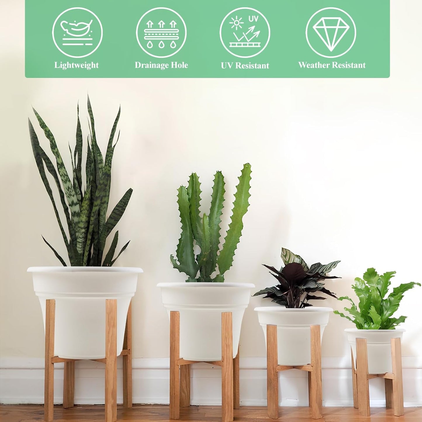 6 Inch Plastic-Flower Pot-for-Indoor Plants, 6 Pack Outdoor Plant Pots