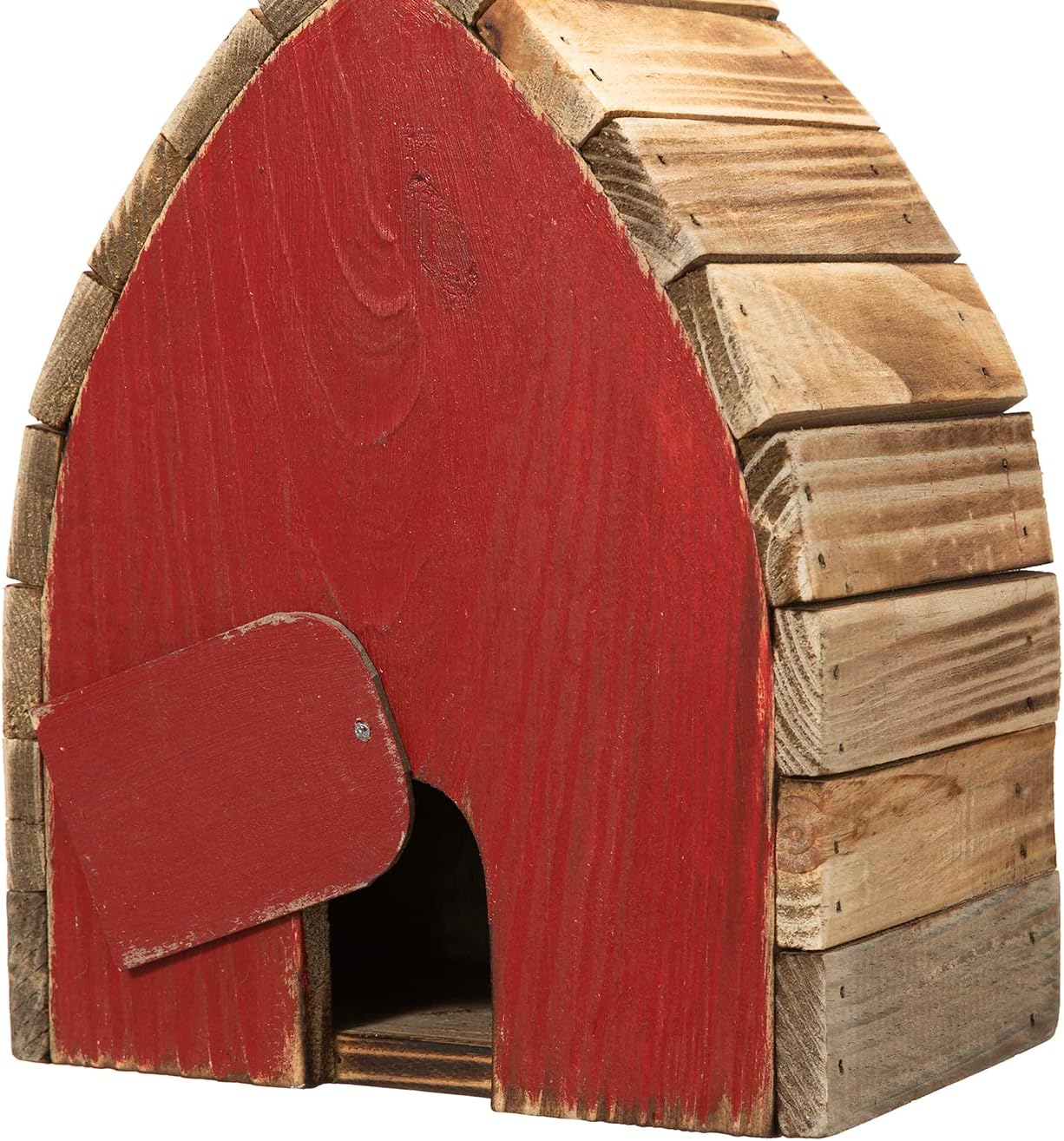 Glitzhome 8.5" H Washed Red Distressed Solid Wood Birdhouse Garden Han