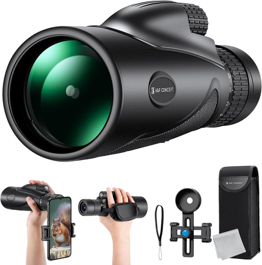 K&F Concept 8-32X50 Zoom Monocular - High Power Dual Focus Prism Compact Monoculars for Kids Adults, with Phone Adapter, Low Light Night Vision, FMC Lens for Bird Watching Hunting Travel Camping Starg