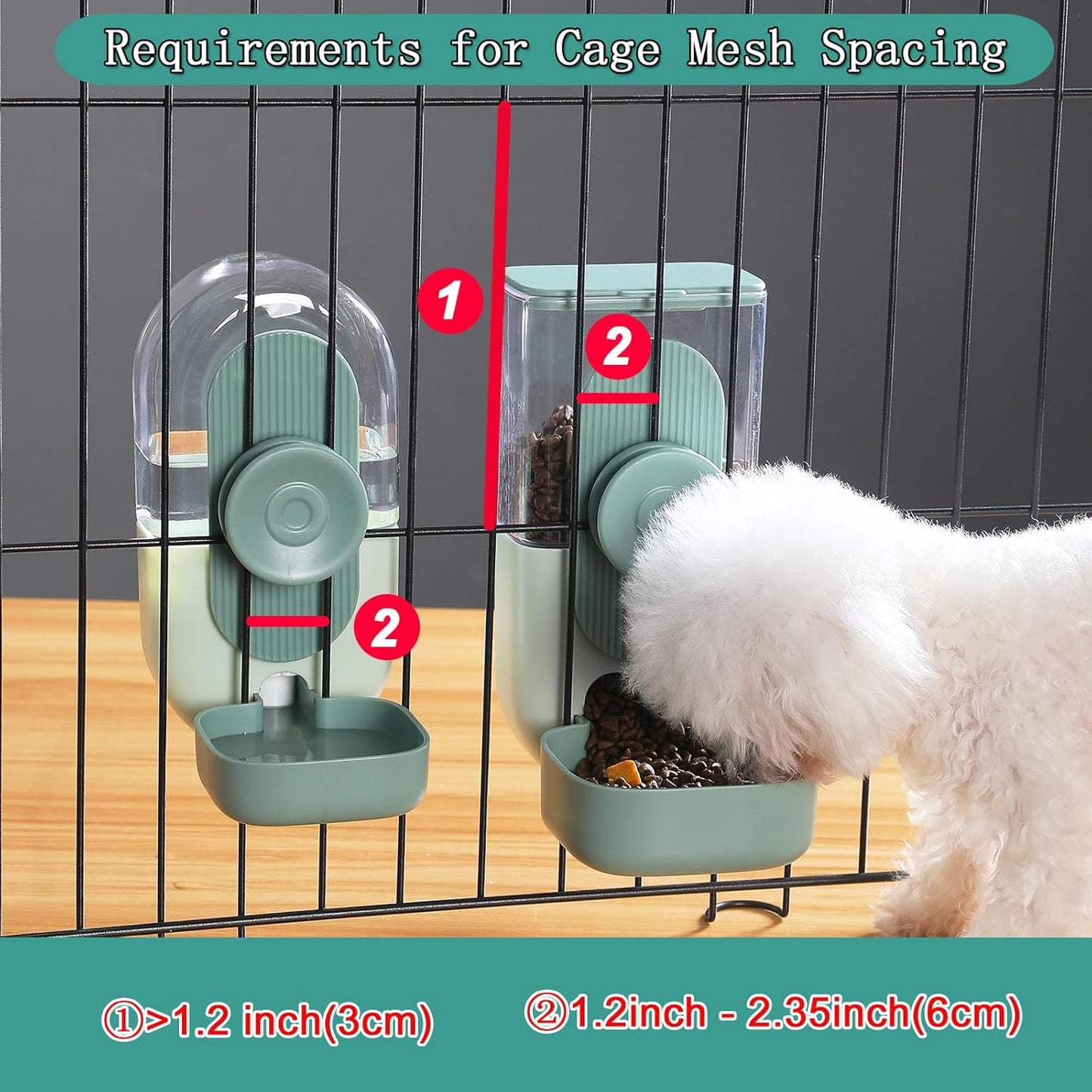 Hanging Automatic Food and Water Dispenser, Gravity Rabbit Feeder Set,