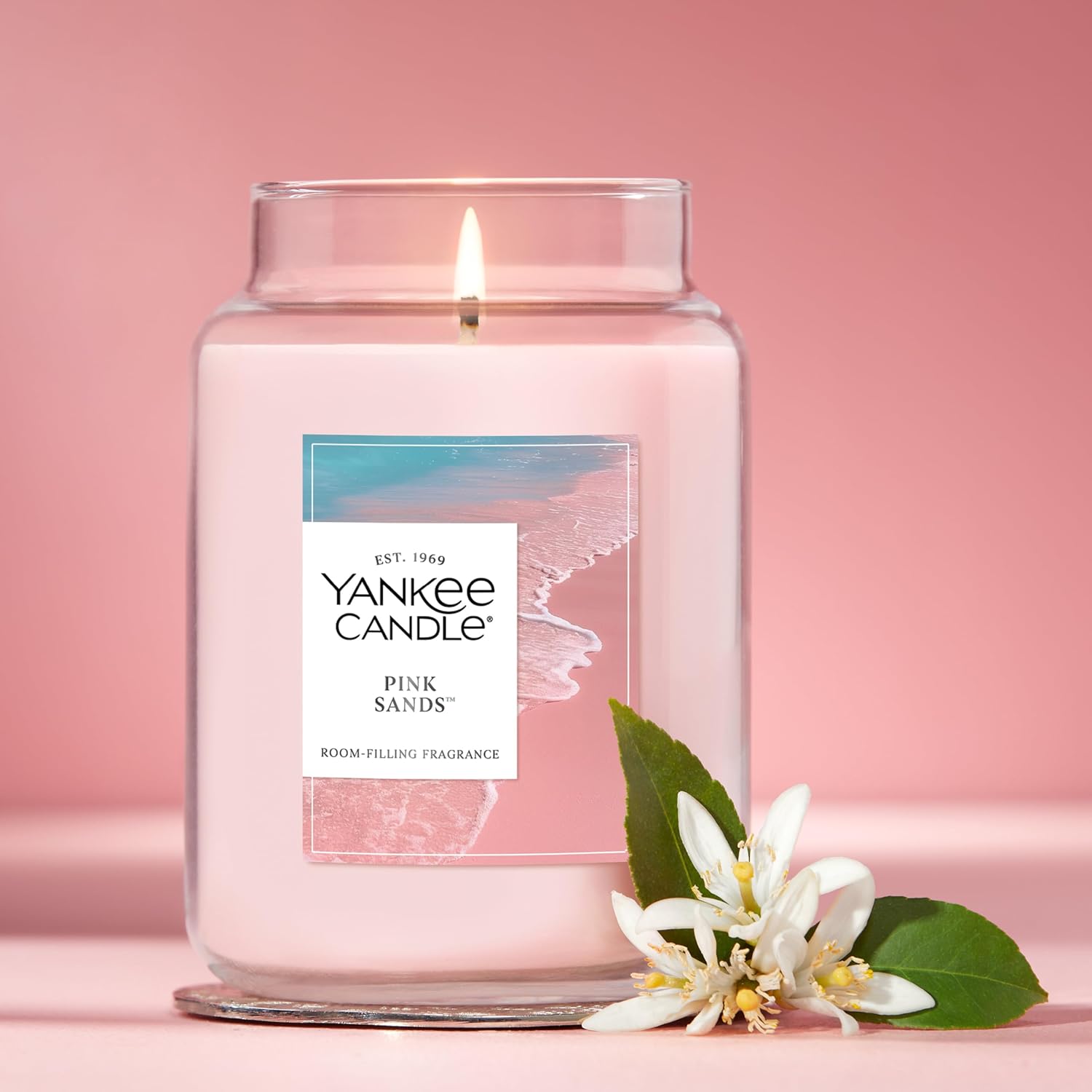 Yankee Candle Pink Sands, Scented Candle, 22oz Large Jar with up to 15