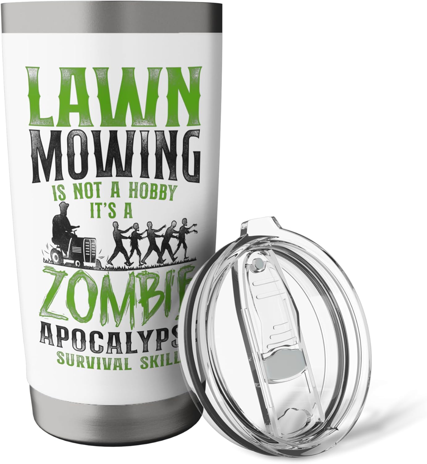 Lawn Mower Mowing Dad Father Landscaper Zombie Tractor Lawn Stainless Steel Insulated Tumbler