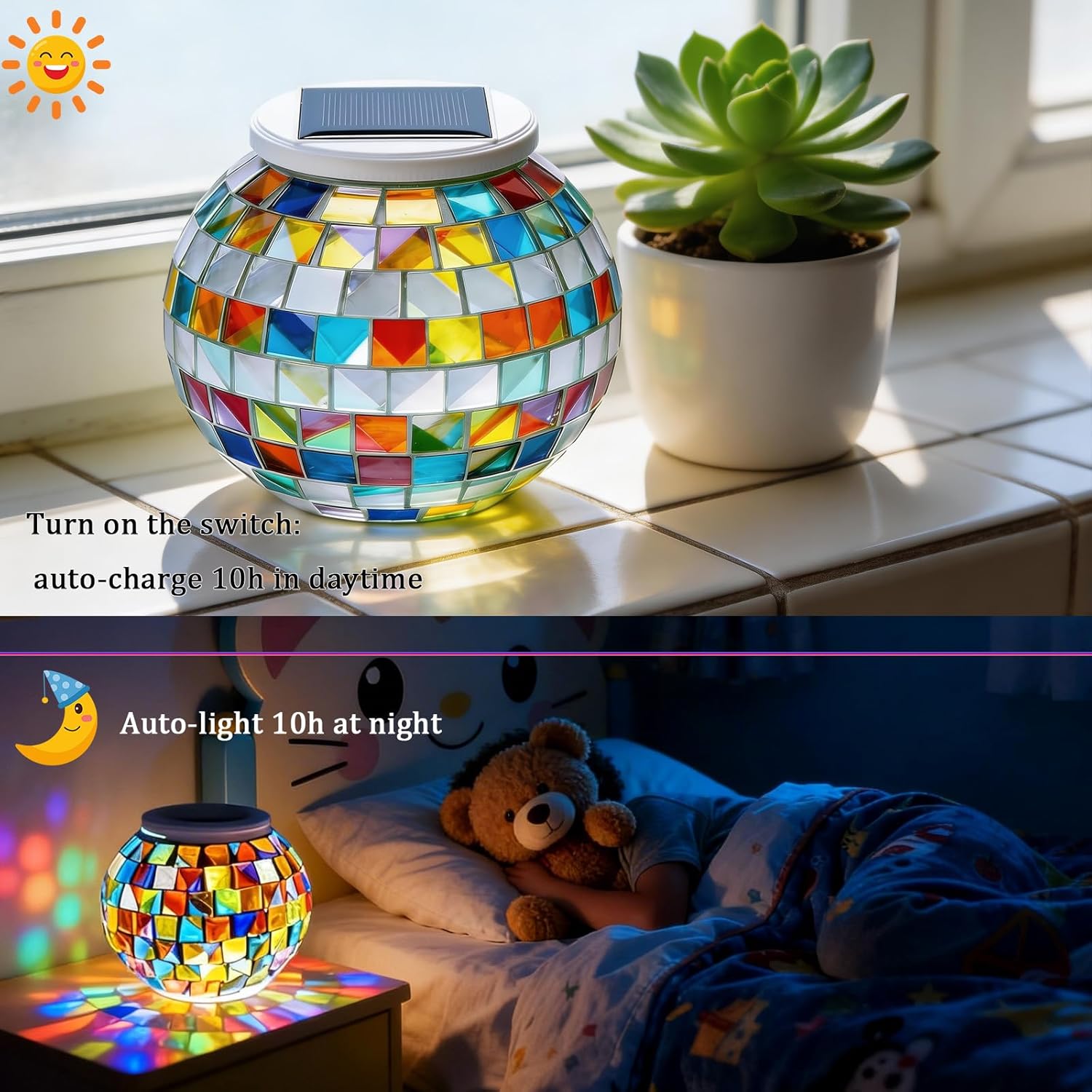 Aukora Color Changing Solar Powered Glass Ball Garden Lights, Table La