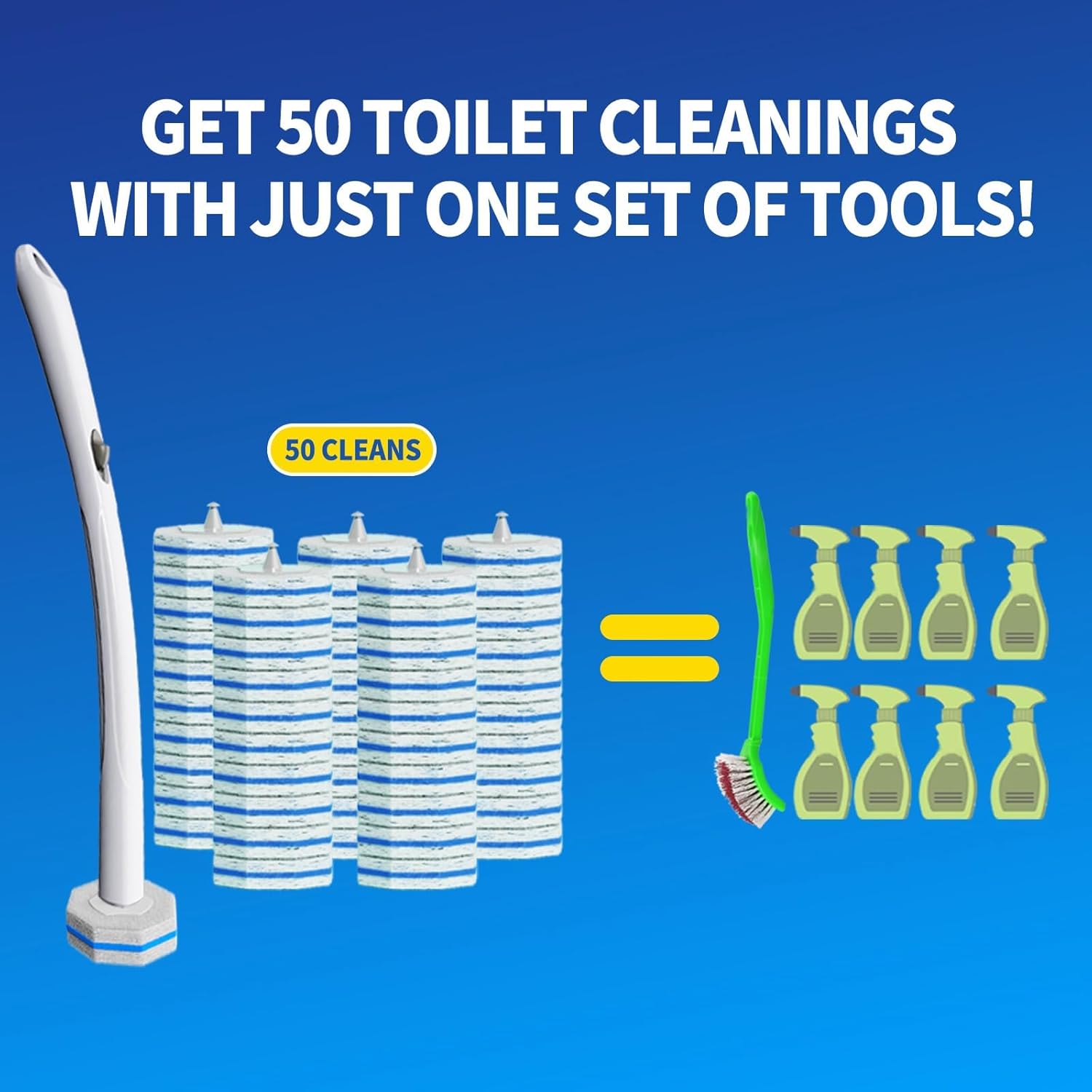 Disposable Toilet Brush Cleaning System with 50pcs Refills Pads Replac