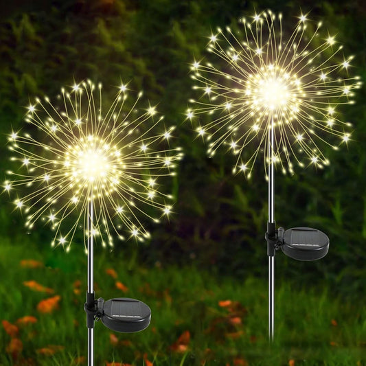 Solar Garden Lights Outdoor, 2 Pack 120 LED Twinkling Firework Lights 