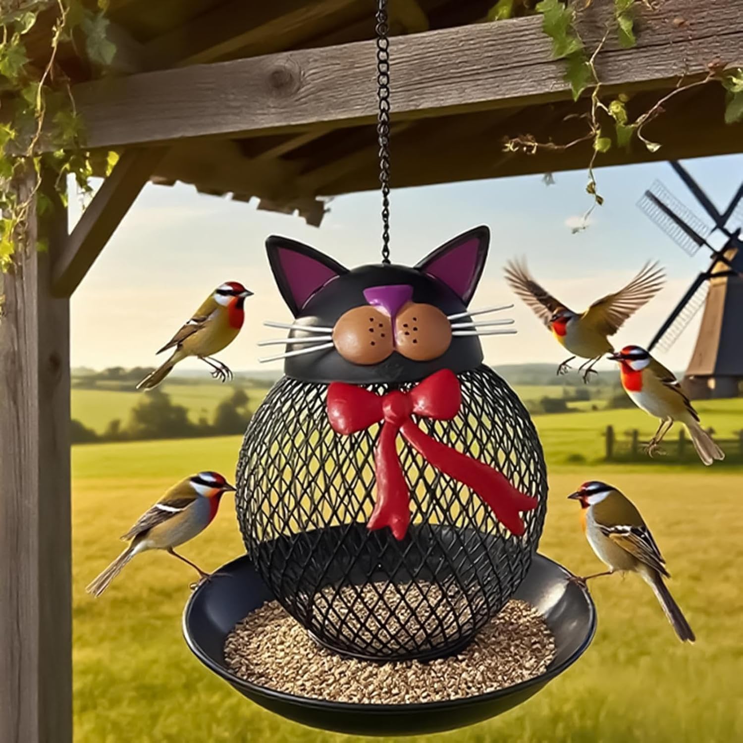 Metal Bird Feeder - Cat Squirrel Proof Hangable, Feeding Station for F