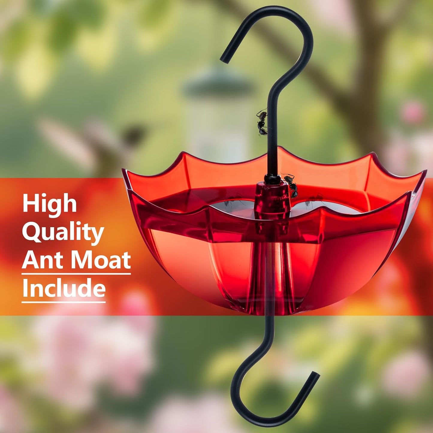 25 Ounces Hummingbird Feeders for Outdoors Hanging, Vintage Style Glass Humming Bird Feeder with Ant Moat & 5 Feeding Ports