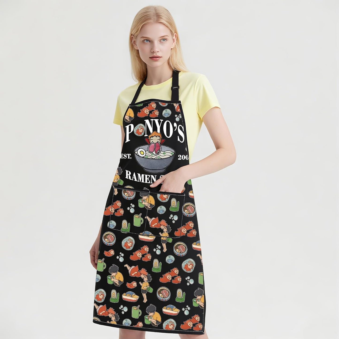 WCGXKO Anime Inspired Kitchen Apron Animated Movie Gift Japanese Animation Gift for Move Fans